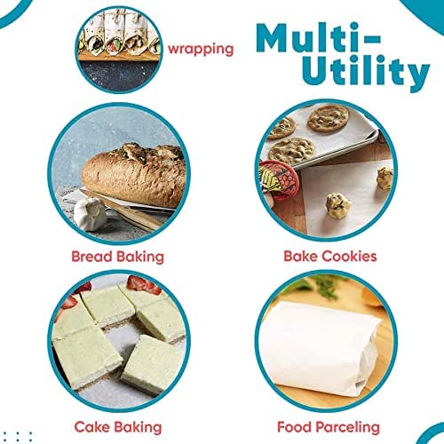 100-Sheet Butter Paper for Baking - Includes 2 Free Sheesham Wood Spatulas (10 Inch) | Non-Stick Parchment Paper for Cakes, Cookies, Roti & Paratha Wrapping | Perfect for Home Baking & Indian Cooking (10x10 Inch)