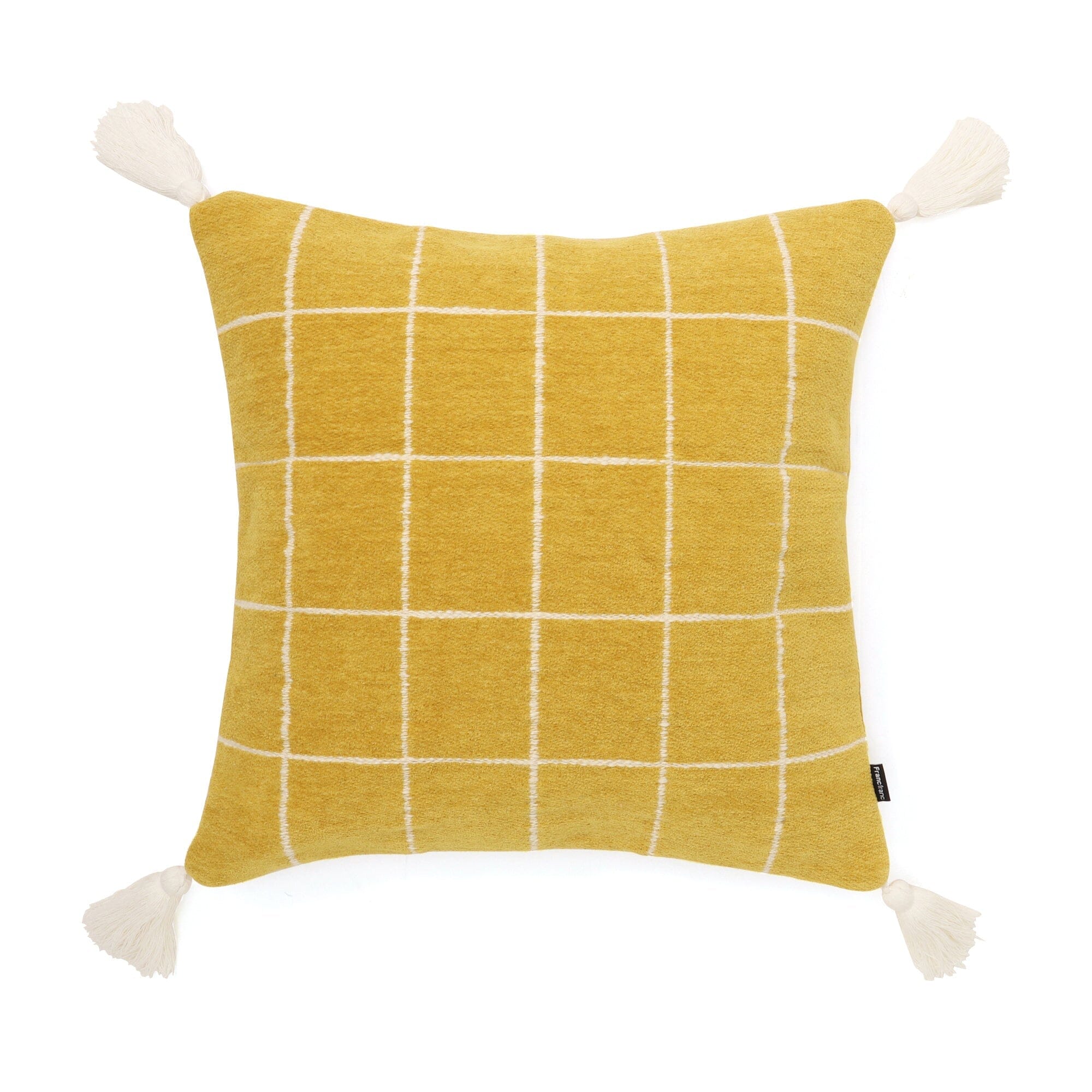 Yellow 18x18 Inch Tassel Cushion Cover - Soft Bohemian Decorative Pillow Case for Living Room, Bedroom, Sofa, and Home Decor