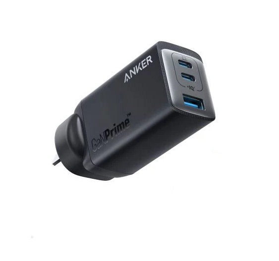 Anker Ganprime 65W 3-Port Fast Wall Charger with USB-C to USB-C Cable - Compact PD Charger for iPhone 15, MacBook, iPad, Samsung Galaxy - Perfect for Travel, Home & Office Use
