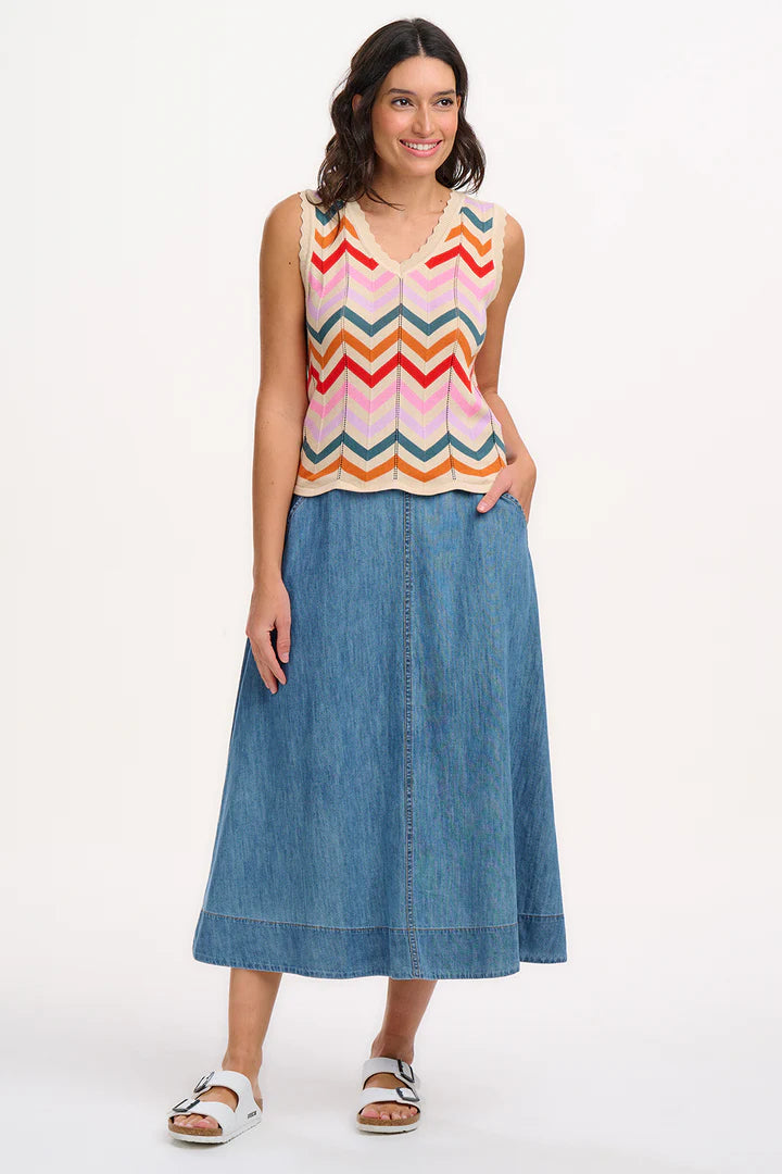 Orianna Denim Skirt for Women - Mid Blue Washed High Waist A-Line Mini Skirt | Casual Outfit, Summer Fashion, Streetwear Style