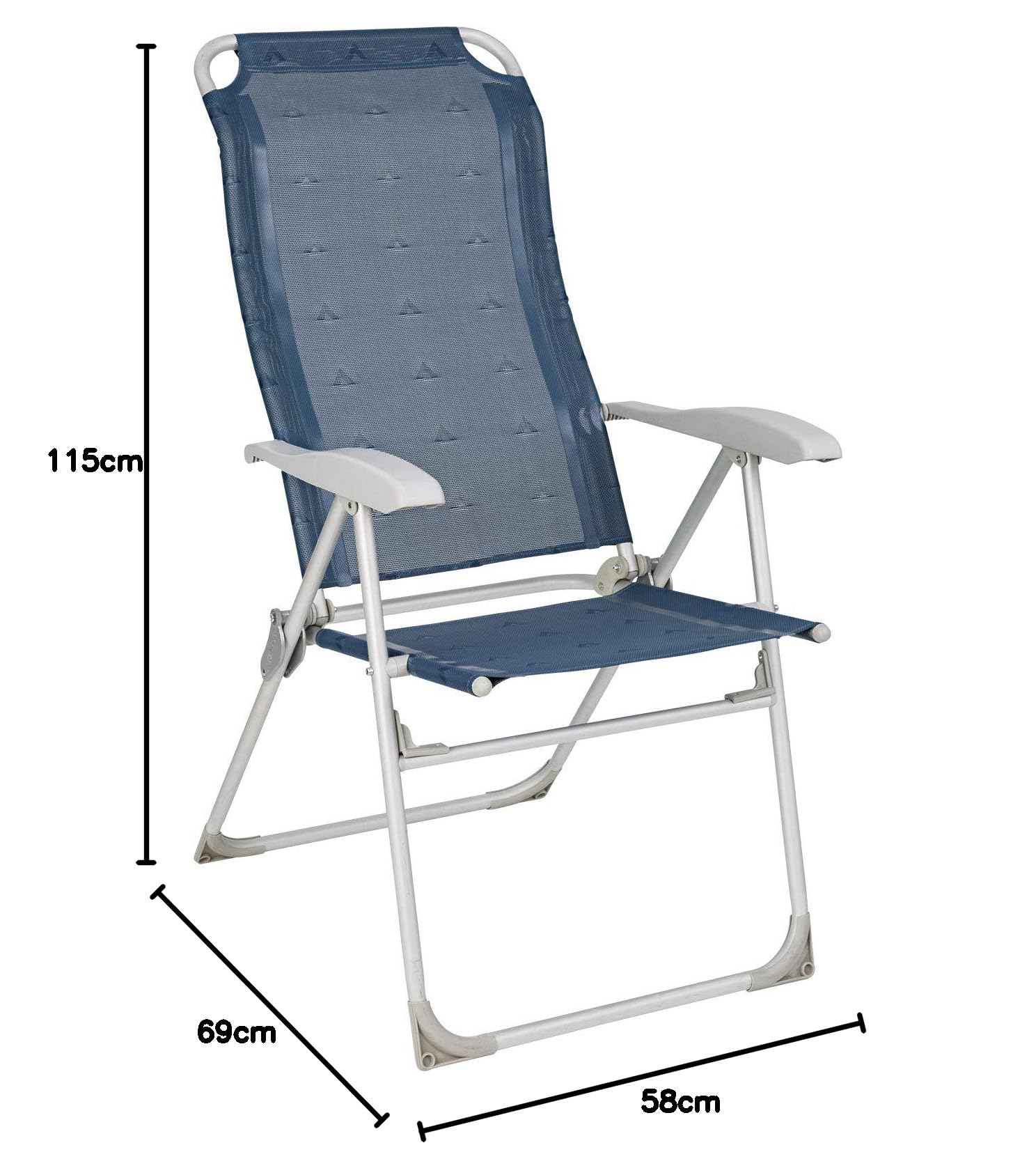 Berger | Comfortable Folding Camping Chair with Aluminum Frame | Lightweight & Compact Portable Chair for Outdoor, Fishing, Picnic, Beach | Blue