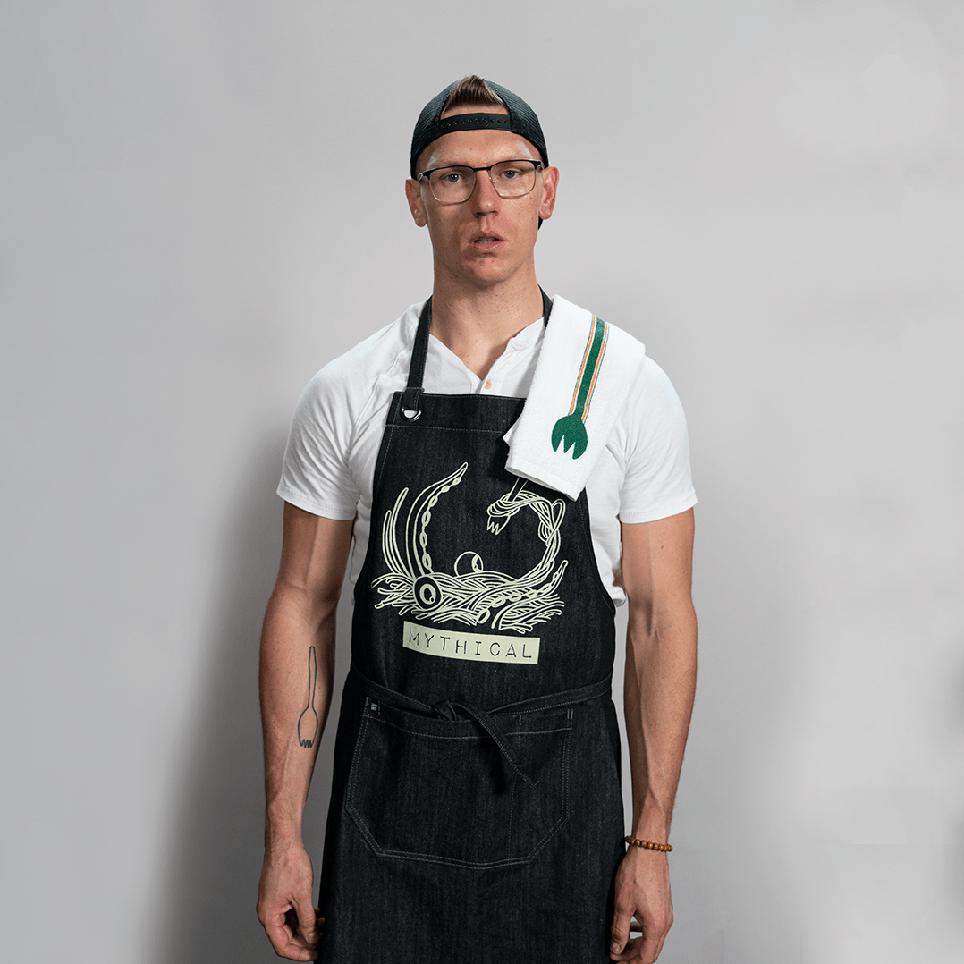 Mythical Kitchen Apron - Premium Cotton Chef Apron with Adjustable Straps & Pockets - Perfect for Cooking, Baking & Grilling at Home