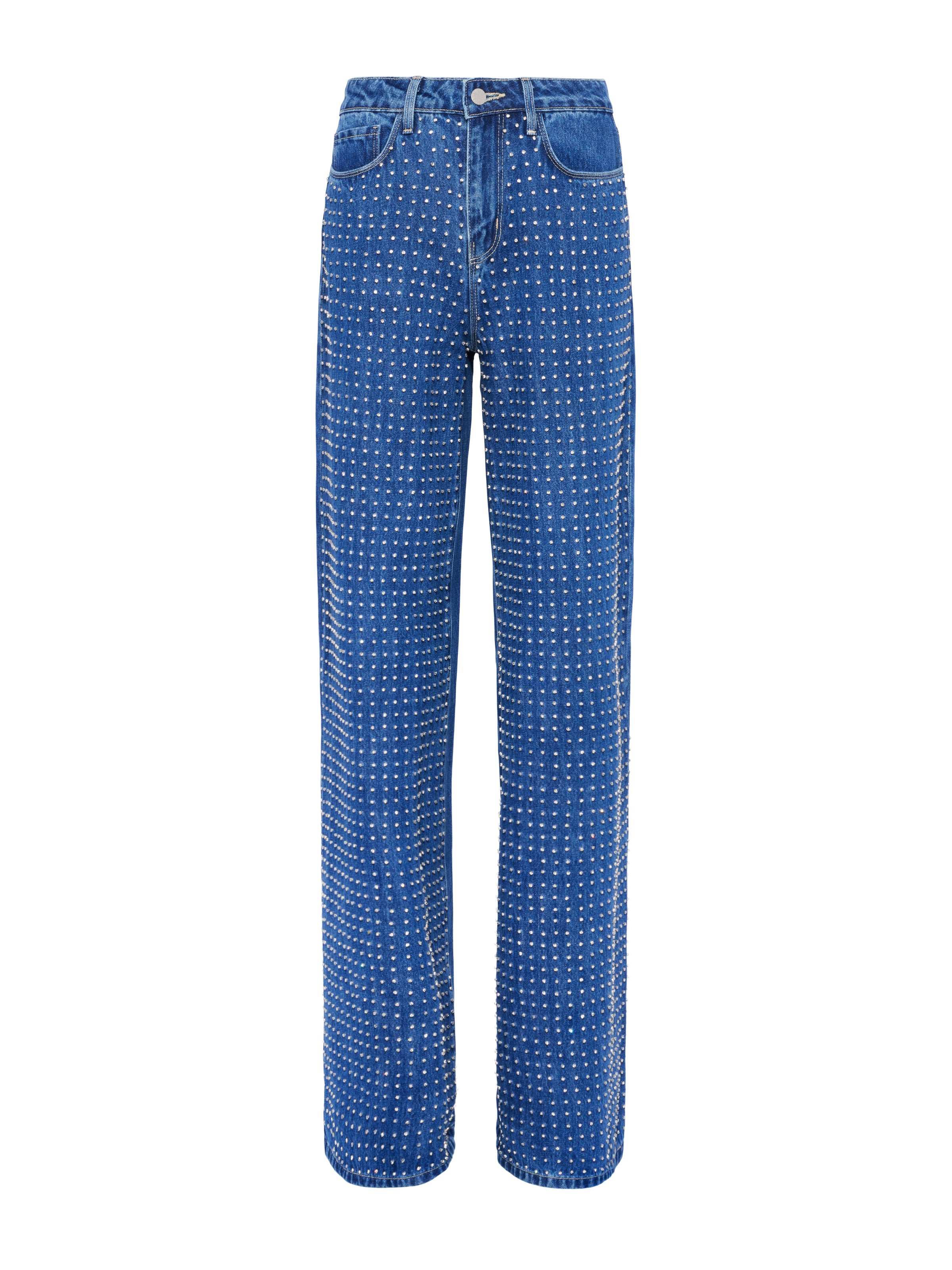 Quincy Crystal Embellished Jeans for Women - Stylish Rhinestone Decorated Denim Pants | Perfect for Parties, Night Out and Special Occasions