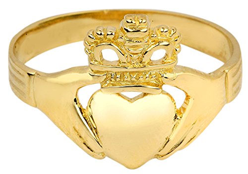 14k Yellow Gold Claddagh Ring for Women - Classic Irish Love Friendship Loyalty Wedding Band - Perfect for Engagements, Anniversaries & Celtic Jewelry Gifts