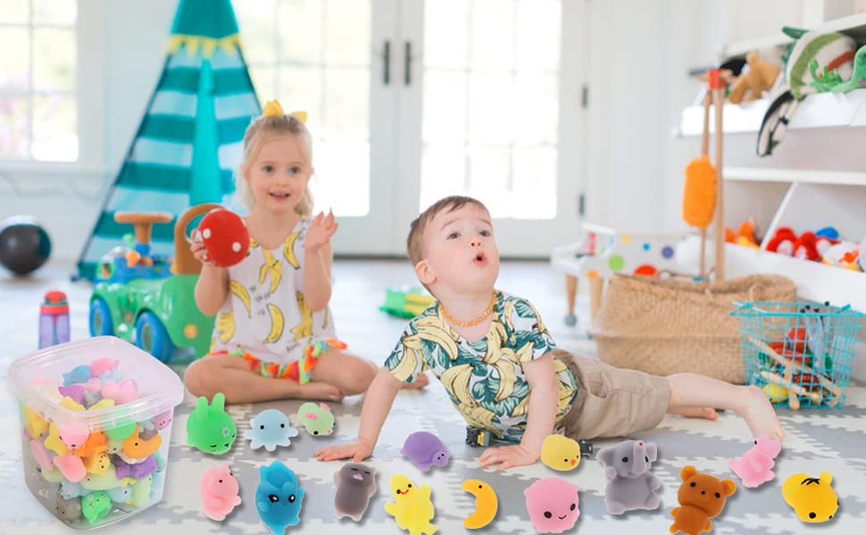 Bingcute 72 PCS Mochi Squishy Toys - Kawaii Squishy Animals for Kids, Party Favors, Classroom Prizes, Easter Basket Fillers & Stress Relief - Bulk Squishies for Sensory Play, Pinata Stuffers & Fidget Toys