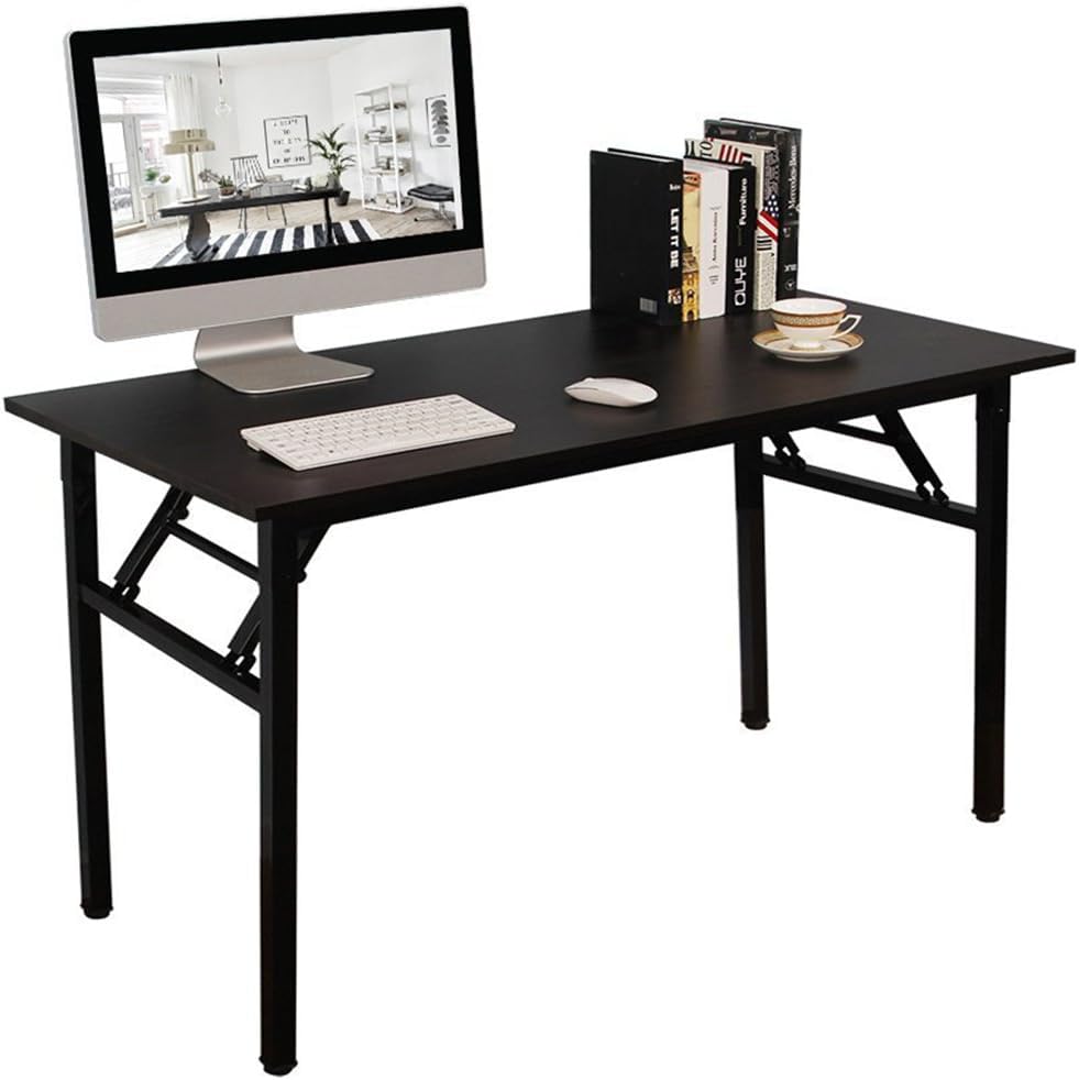 DlandHome 47 Inch Folding Computer Desk - Portable Office Desk, Conference Table, Activity Table for Home & Office - Fully Assembled Black (DND-ND5-120BB) | Perfect for Small Spaces, Work from Home, Study & Meetings