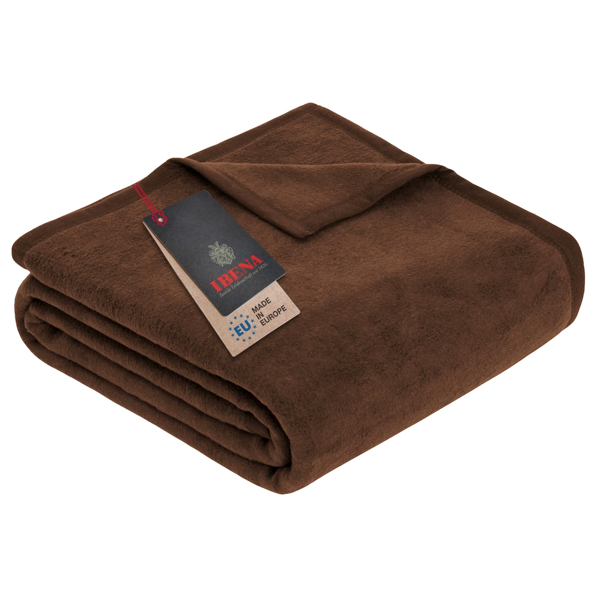 IBENA Soft Plush Solid Color Cotton Blend Throw Blanket - Chocolate Brown | Cozy Couch & Bed Blanket for Home, Office, and Travel