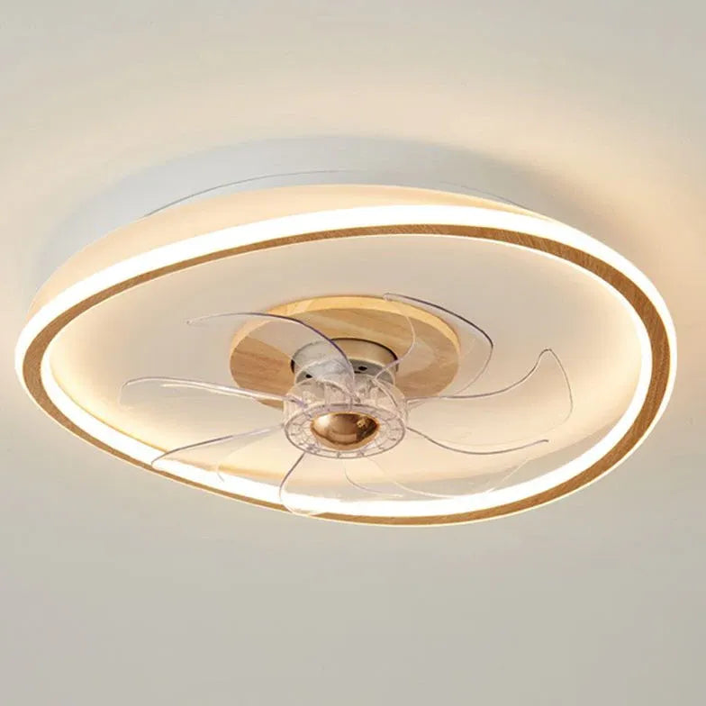Warm Toned Invisible Ceiling Fan with Light - Energy Efficient Flush Mount Fan for Bedroom, Living Room & Office - Quiet Operation & Dimmable LED Lighting