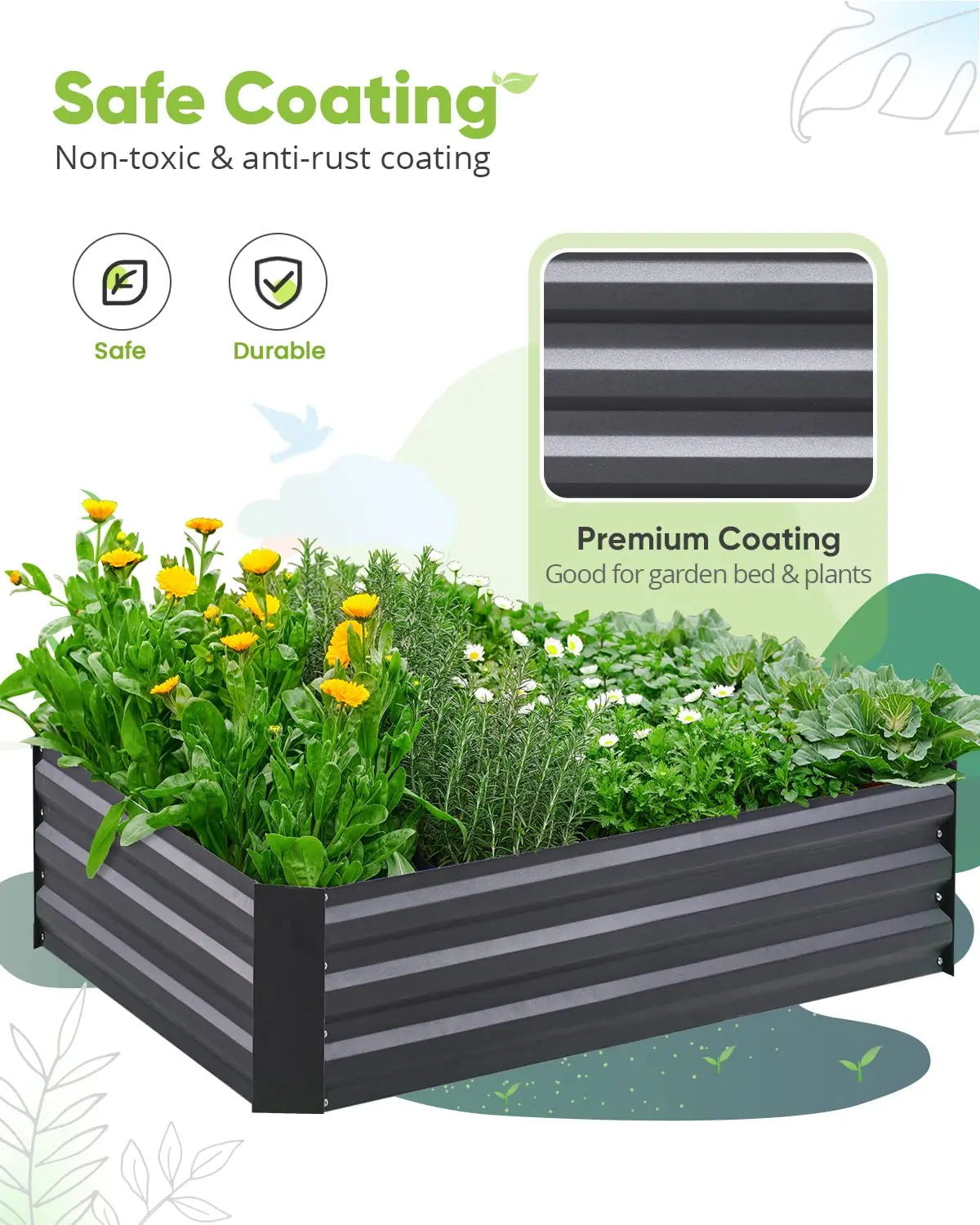 4' x 3' x 1' Galvanized Raised Garden Bed with Cover - Durable Outdoor Planter Box for Vegetables, Flowers & Herbs - Perfect for Backyard, Patio & Urban Gardening