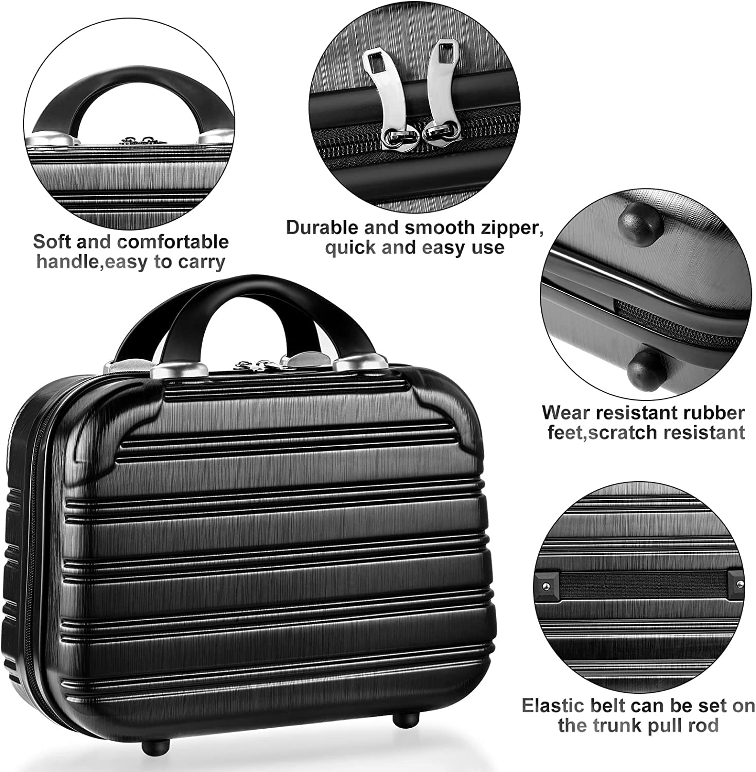 2-Piece Lightweight Hard Shell Spinner Luggage Set - 14 & 20 Inch Carry On Suitcases with TSA Lock, PC+ABS Construction, Airline Approved (22x14x9 Inches) - Perfect for Business Travel & Weekend Getaways - Black