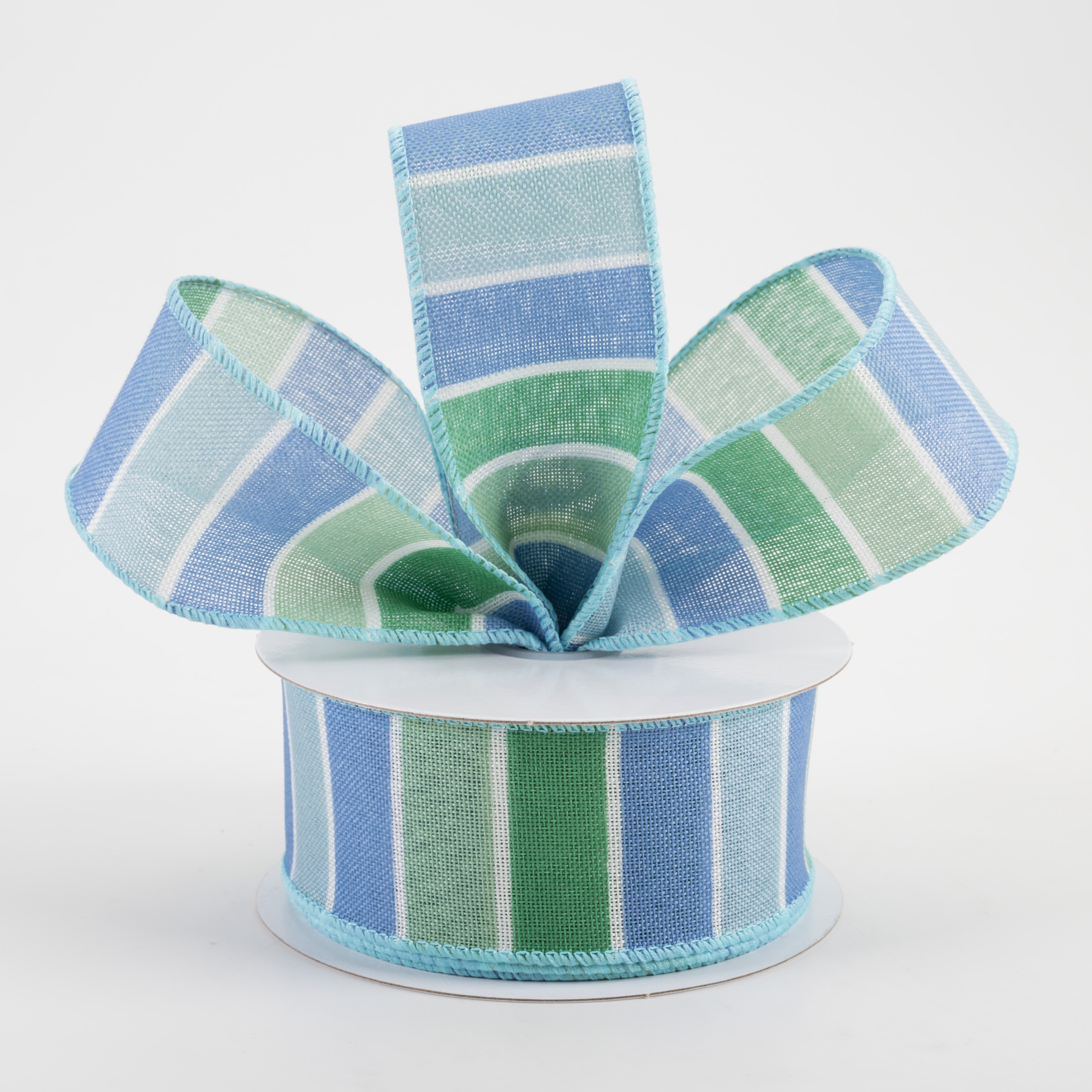 1.5 Inch Florida Stripe Ribbon - Blue, Mint, Green (10 Yards) for Gift Wrapping, DIY Crafts, and Party Decorations