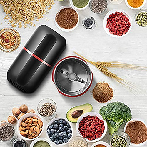 150W Electric Coffee Grinder - Stainless Steel Blade Spice & Nut Grinder for Coffee Beans, Herbs, Nuts & Salt (4.2Oz, Black) - Perfect for Home Kitchens & Coffee Shops