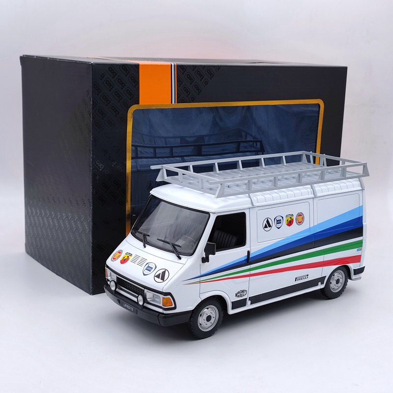 1:18 Scale IXO FIAT 242 1980 Technic Abarth Assistance Diecast Model Car with Roof Rack - Limited Edition Collectible for Car Enthusiasts & Display - Perfect for Showcase, Gift Giving, and Racing Memorabilia Collections