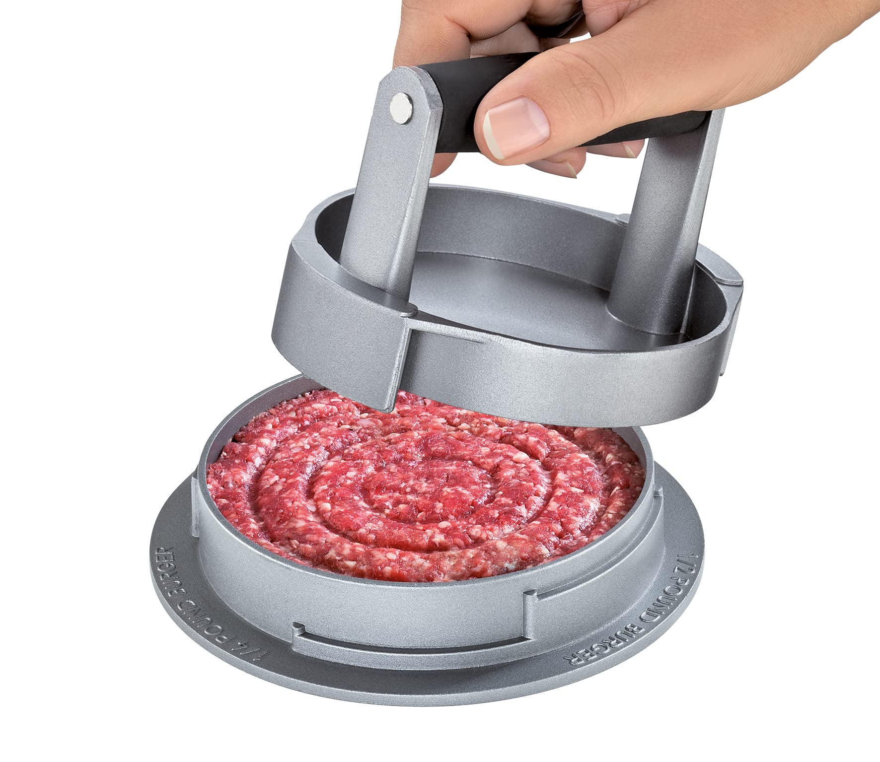 Trio Hamburger Press Grey - Heavy Duty Burger Mold & Smash Burger Press - Stainless Steel Grill Meat Masher - Professional Hamburger Patty Maker for BBQ, Grilling & Home Kitchen Use