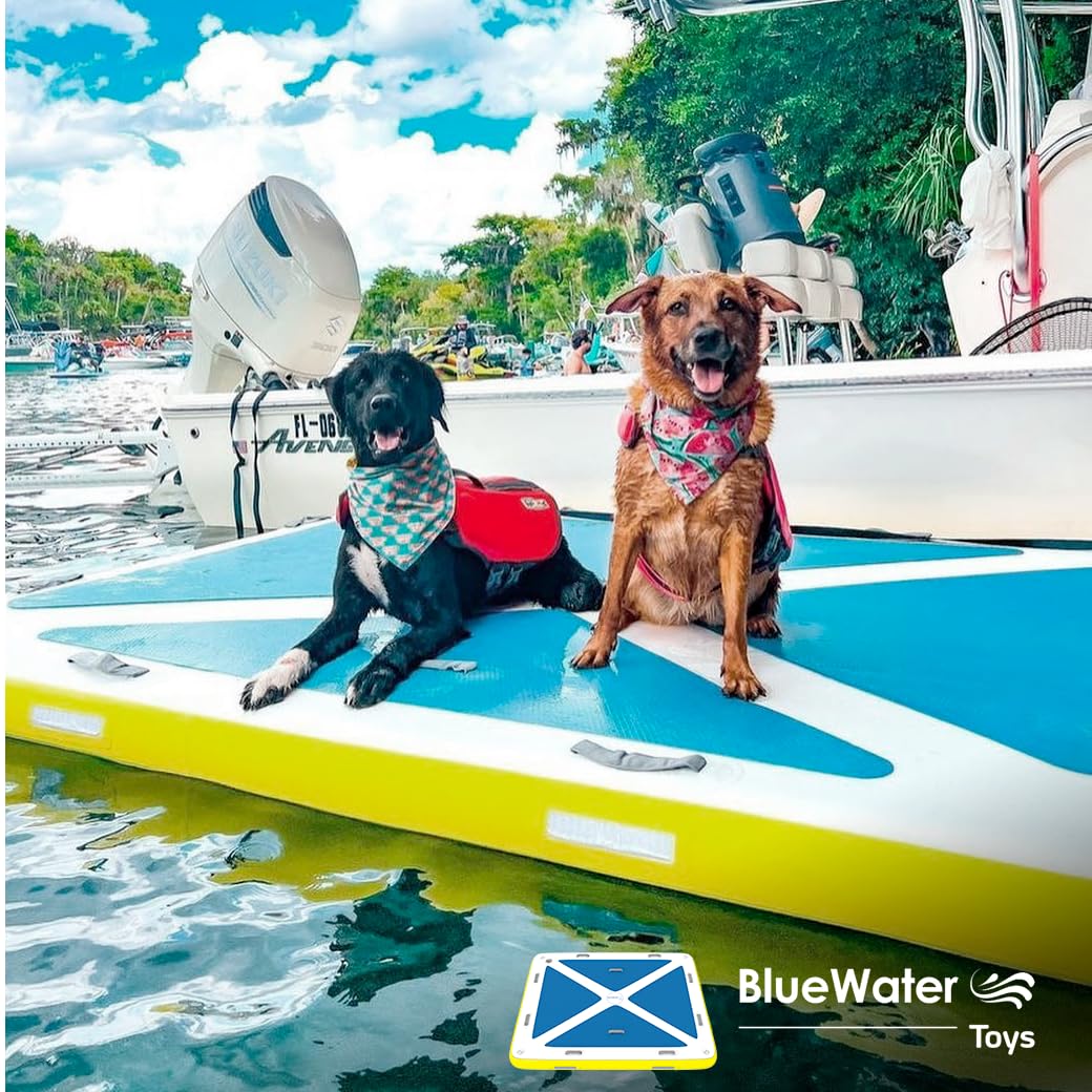 Blue Water Toys 4-Person Inflatable Floating Dock - Portable, Non-Slip, Heavy-Duty Swim Platform for Pool, Lake & Beach Parties | Perfect for Relaxing, Sunbathing & Water Fun