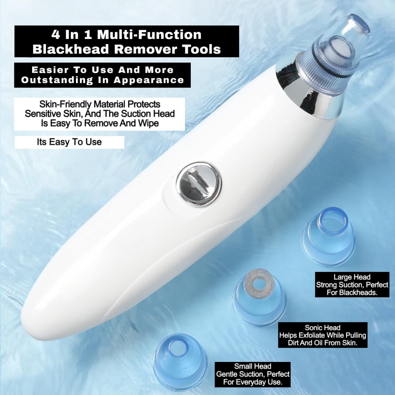 BINSBARRY 4-in-1 Blackhead & Whitehead Remover Tool - Professional Pimple Extractor, Acne Treatment & Pore Vacuum Cleaner for Face Care - Skin Care Device for Men & Women (White) - Perfect for Home Spa & Daily Skincare Routine