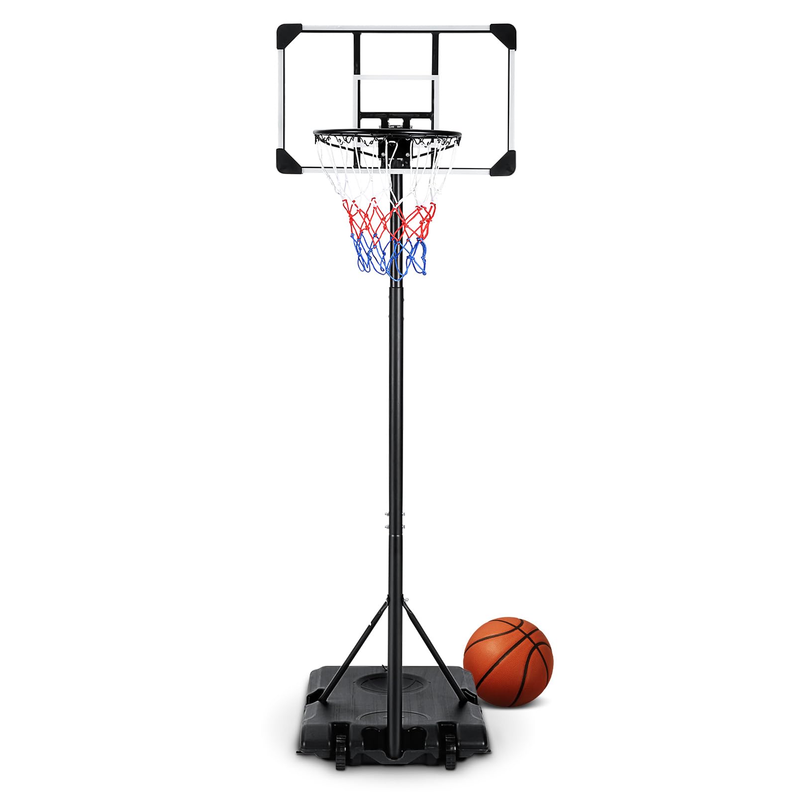 Adjustable 28IN Basketball Hoop with 5.8ft-7ft Height & Wheels - Portable Outdoor Basketball Goal System for Adults & Kids - Perfect for Driveway, Backyard, Gym & Indoor Play