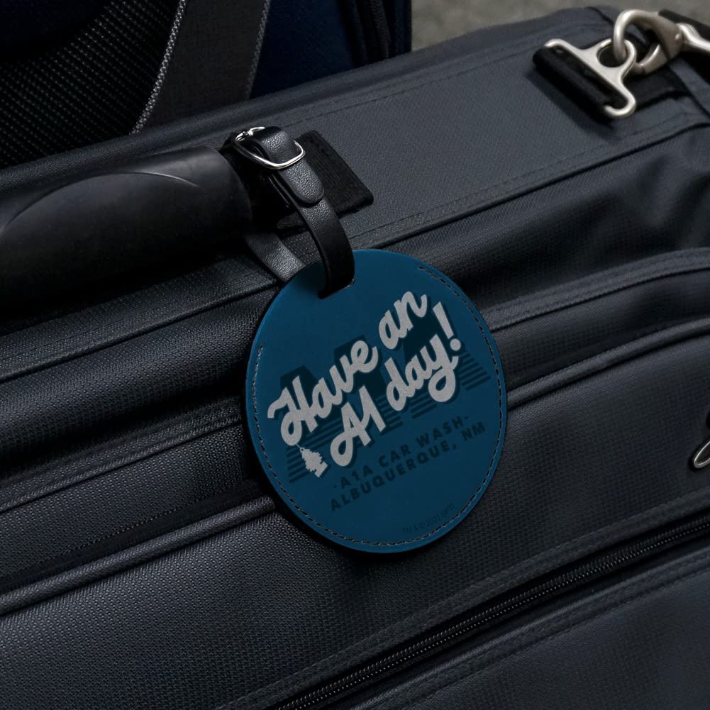 Breaking Bad A1A Car Wash Round Leather Luggage Tag - Durable Suitcase ID Tag for Travel & Carry-On Bags | Perfect for Business Trips, Vacations & Gift Giving