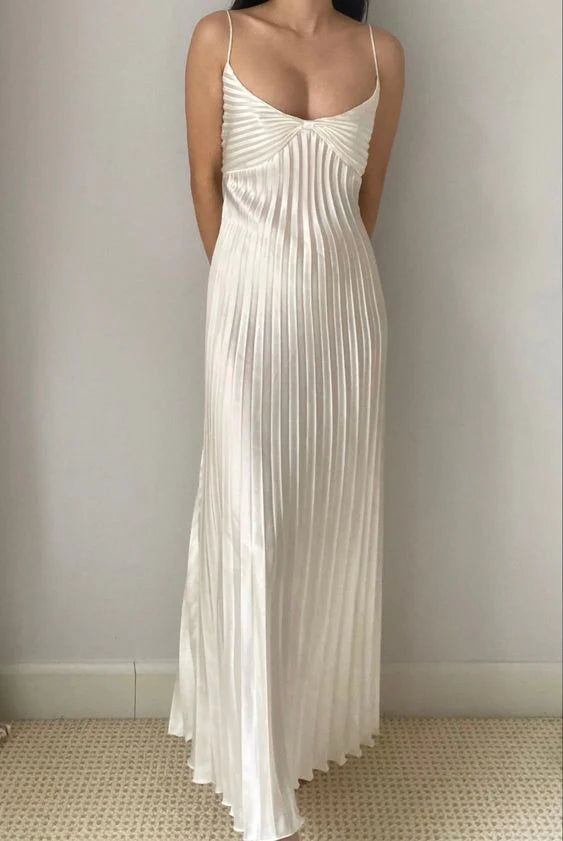 Elegant Backless Pleated Satin Ivory Prom Dress - Sexy Evening Gown for Homecoming, Formal Events & Special Occasions | Style J6368