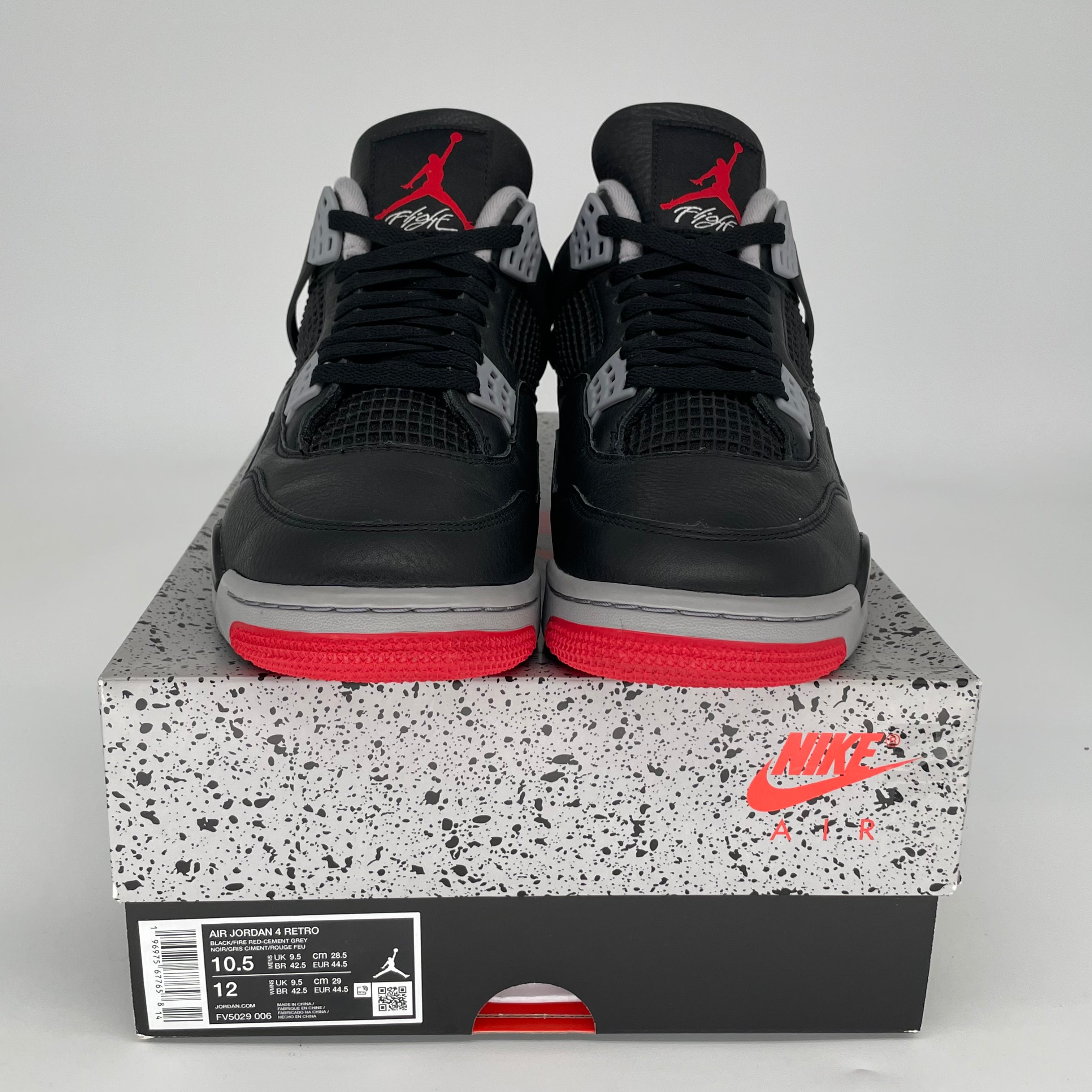 Original Air Jordan 4 Bred Reimagined Men's Size 10.5 Basketball Shoes FV5029-006 - Perfect for Streetwear & Sneaker Collectors