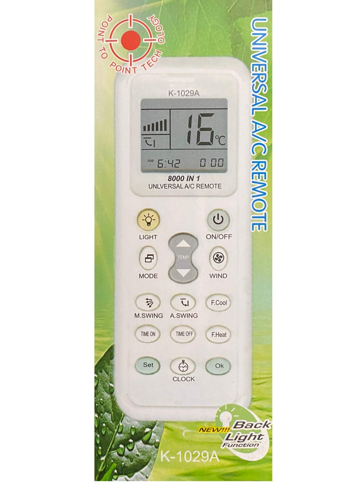 Universal Air Conditioner Remote Control (8000 in 1) - Compatible with Mitsubishi, Toshiba, Hitachi, Fujitsu, Daewoo, LG, Sharp, Samsung, Electrolux, Sanyo, AUX, Gree, Haier, Huawei AC Units - Perfect for Home, Office & Hotel Use