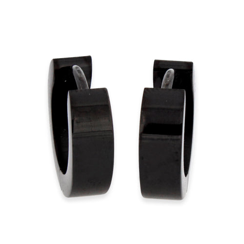 4mm Black Stainless Steel Huggie Earrings for Women - Hypoallergenic, Lightweight & Comfortable for Everyday Wear