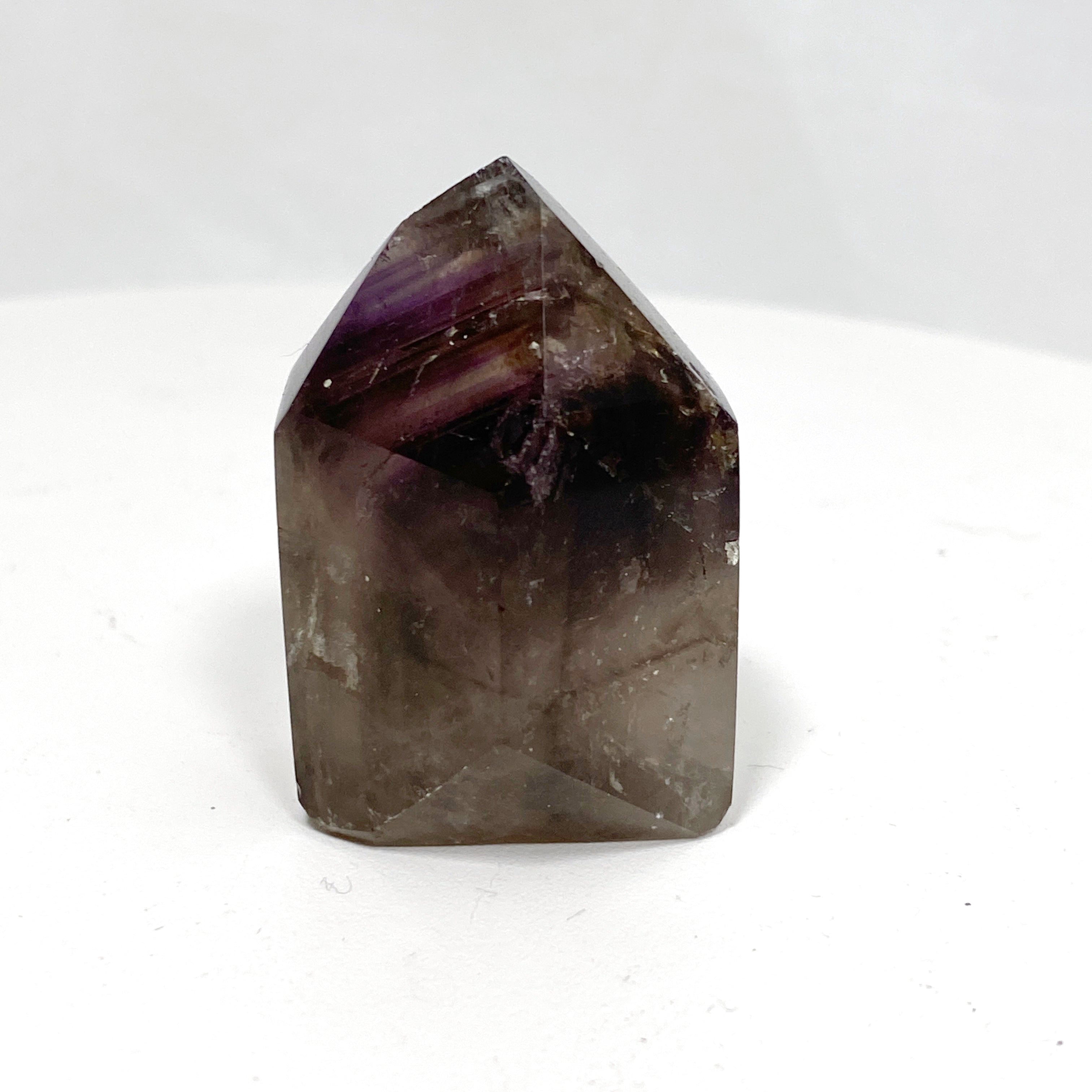 Natural Smokey Amethyst & Clear Quartz Crystal Point - Healing Stone CR3449 for Meditation, Reiki, and Home Decor
