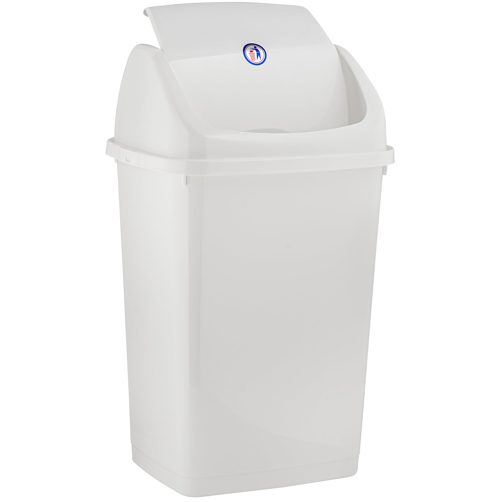 Superior 13 Gallon Kitchen Trash Can with Swing Lid - Large 52 Qt Plastic Garbage Bin for Indoor & Outdoor Use - Waste Basket for Home, Office, Garage, Patio, Restaurant - Perfect for Kitchen Waste Disposal & Recycling (White)