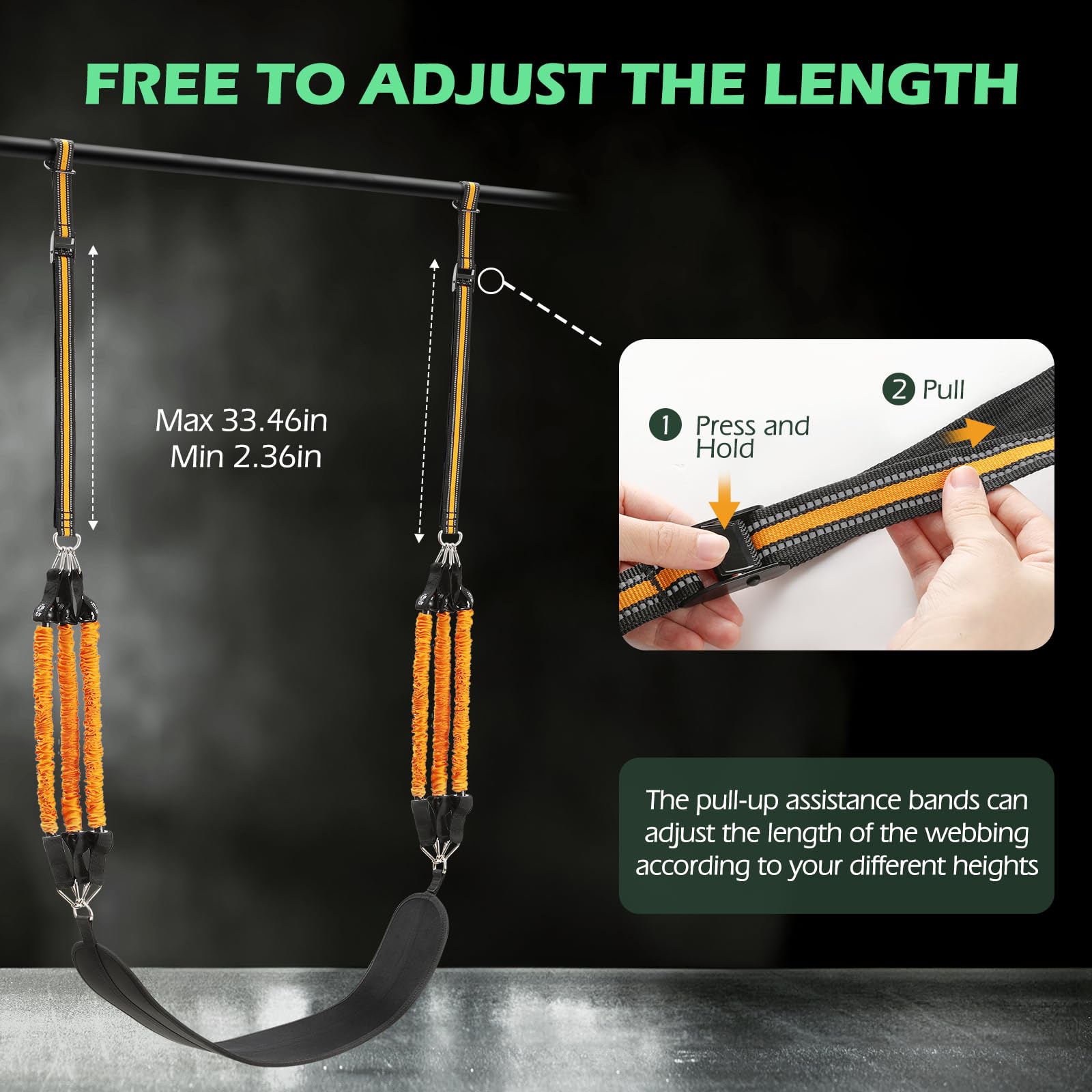 ALongSong Heavy Duty Pull Up Resistance Bands with Foot Pads - Adjustable Exercise Bands for Chin Ups, Strength Training & Home Gym Workouts (Ideal for Beginners, CrossFit & Bodyweight Training)