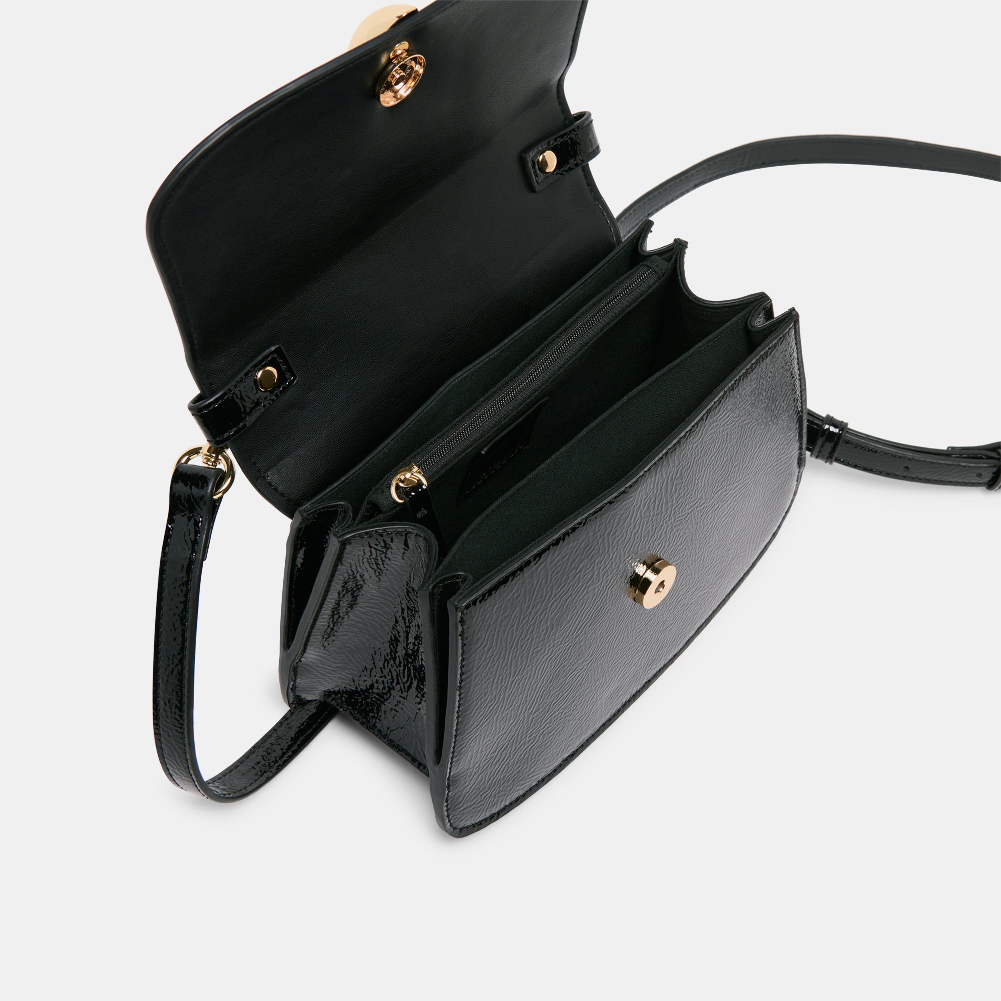 LUCIA Black Crackled Leather Crossbody Bag for Women - Stylish Shoulder Purse for Everyday Use, Work, and Travel