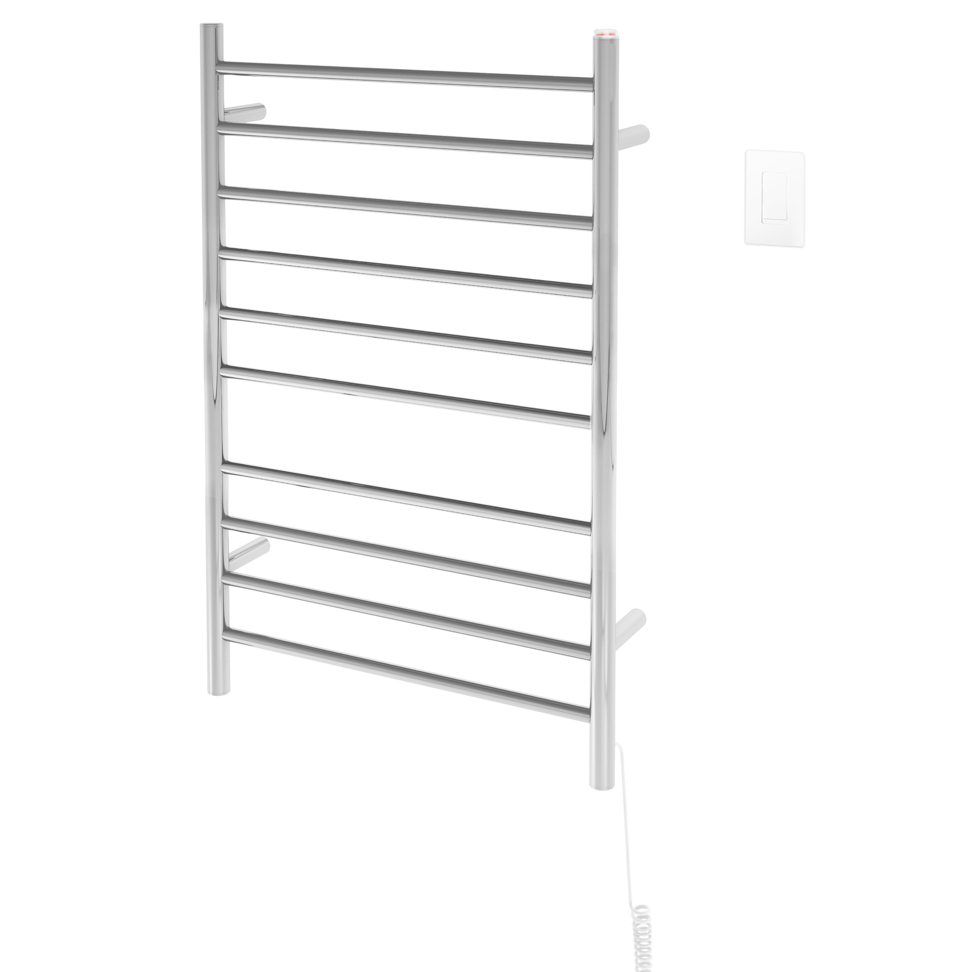 Ancona Novara 10 Bar Wall Mounted Towel Warmer - Polished Stainless Steel with WiFi Timer - Perfect for Bathrooms, Spas & Luxury Homes
