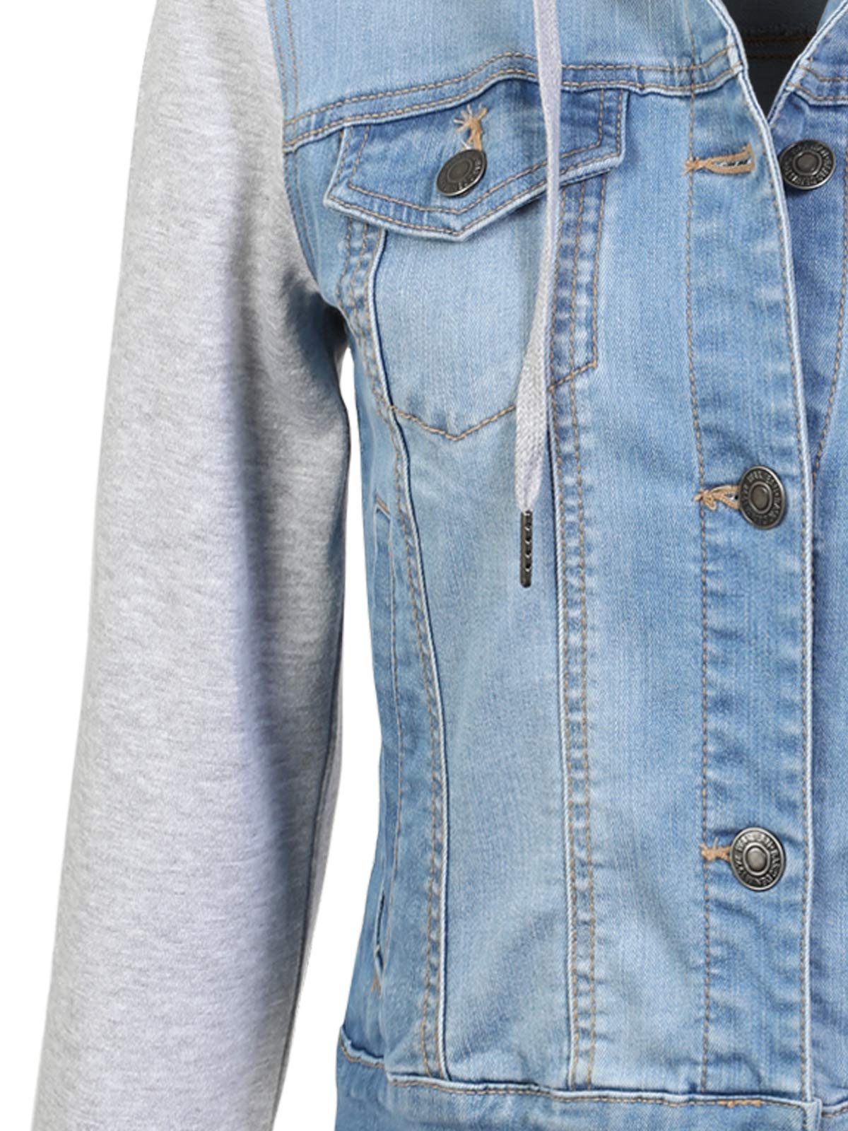 Olivia Women's Classic Casual Hooded Denim Jacket - Stylish Distressed Denim Coat for Everyday Wear | Perfect for Spring, Fall & Layering Outfits