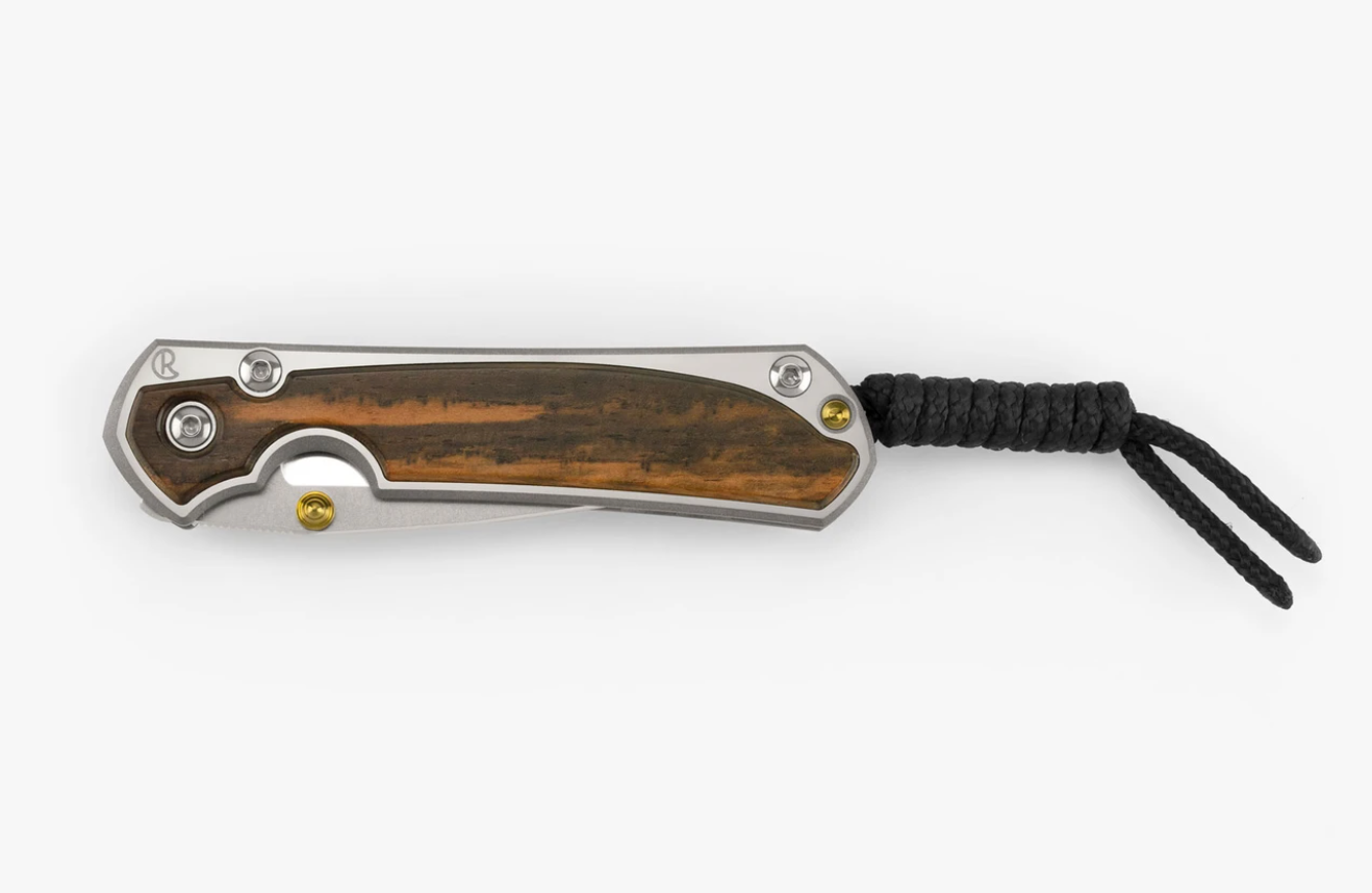 Chris Reeve Small Sebenza 31 Folding Knife - Drop Point Blade, Macassar Ebony Inlay, Polished Titanium Handles | EDC, Outdoor, Camping & Survival Tool