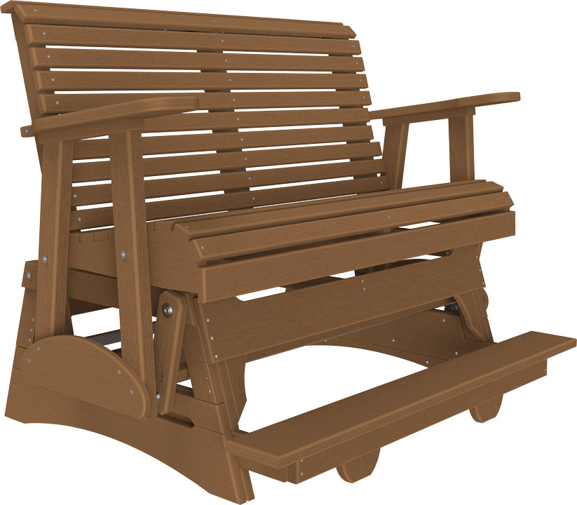 LuxCraft 4 Foot Plain Balcony Glider Chair - Outdoor Patio Swing for Relaxing on Porch, Deck or Garden