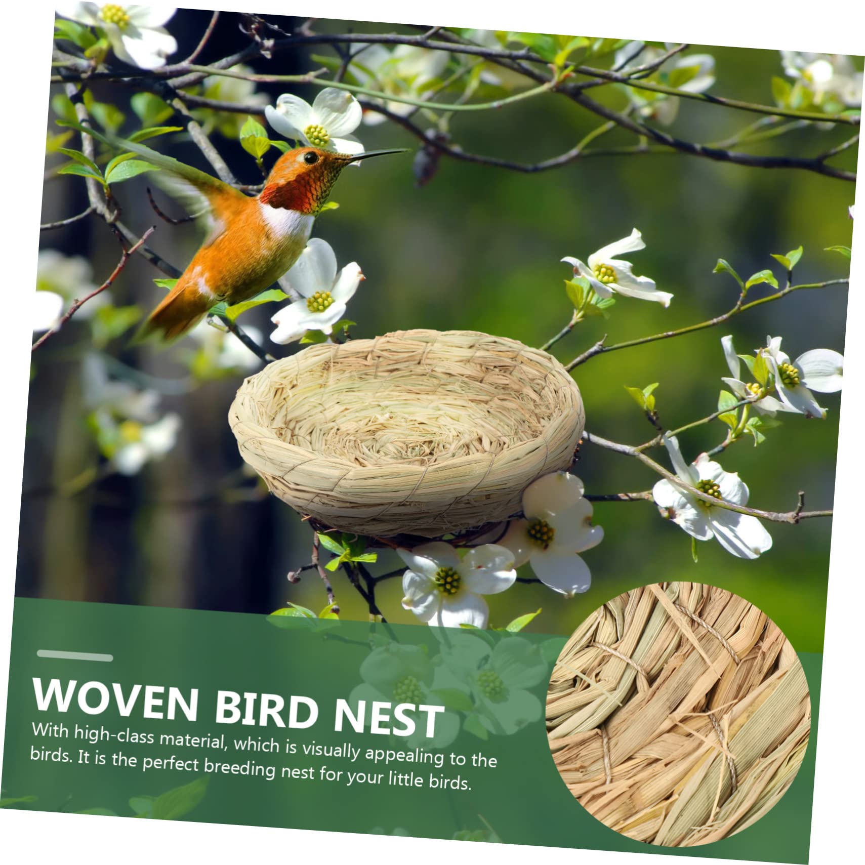 NOLITOY 2PCS Handwoven Natural Straw Bird Nest - Breeding & Hatching House for Doves, Pigeons, Parrots, Rabbits, Hamsters, Gerbils & Guinea Pigs - Perfect for Cage Accessories & Small Pet Comfort