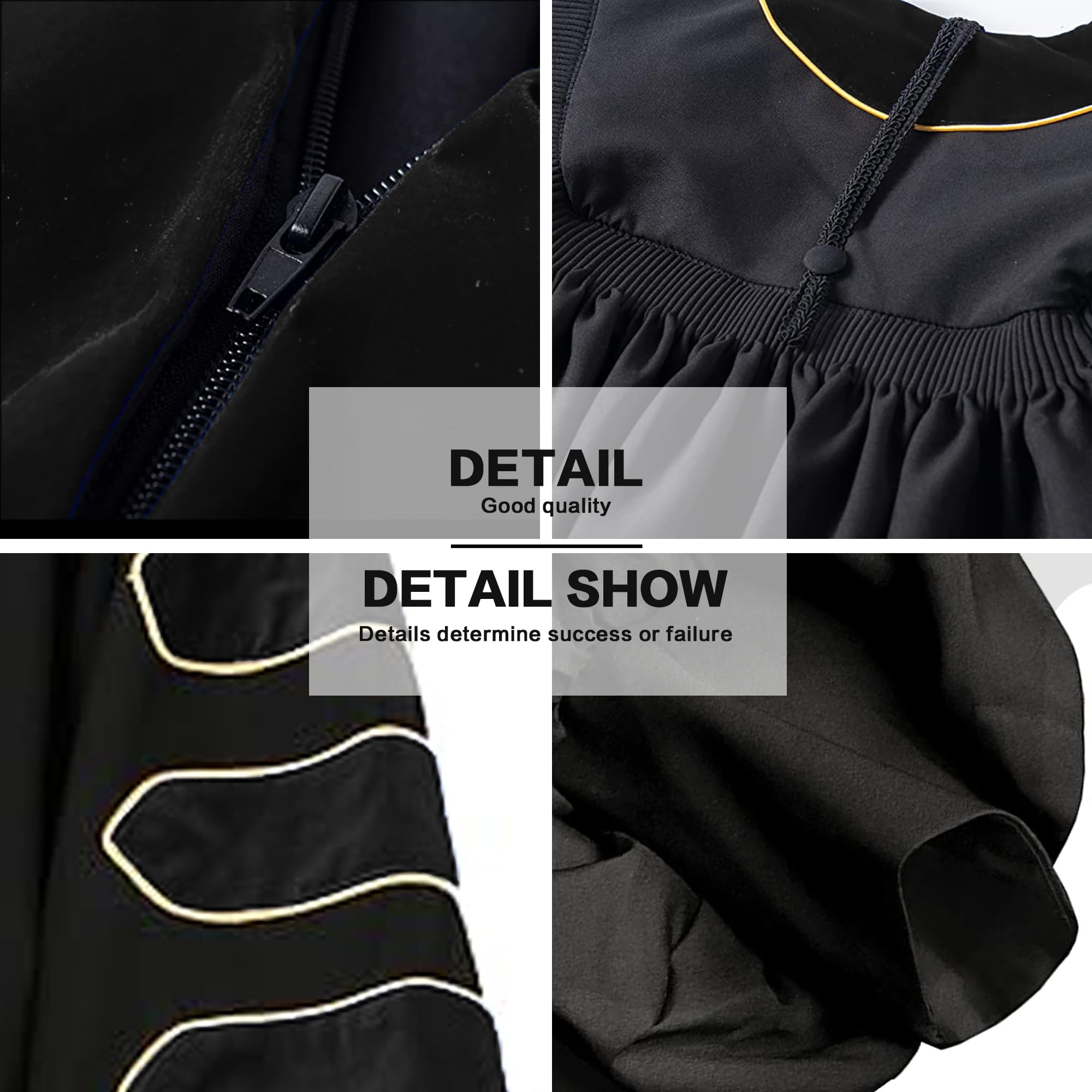 Unisex Doctoral Graduation Gown & 8-Side Tam with Gold Piping - Premium PhD Regalia for Commencement Ceremonies, Academic Events & Graduation Photos