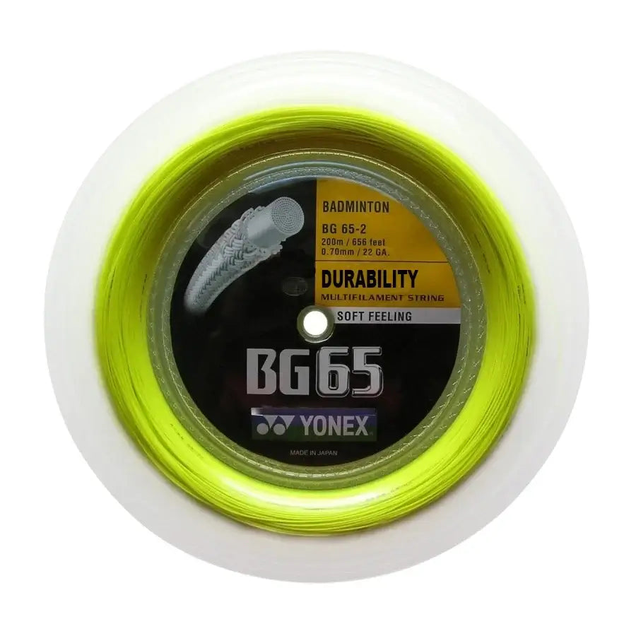 YONEX BG 65 Badminton String [200m Reel] - High Performance Badminton Racket String for Professional & Recreational Players - Perfect for Tournaments & Training Sessions