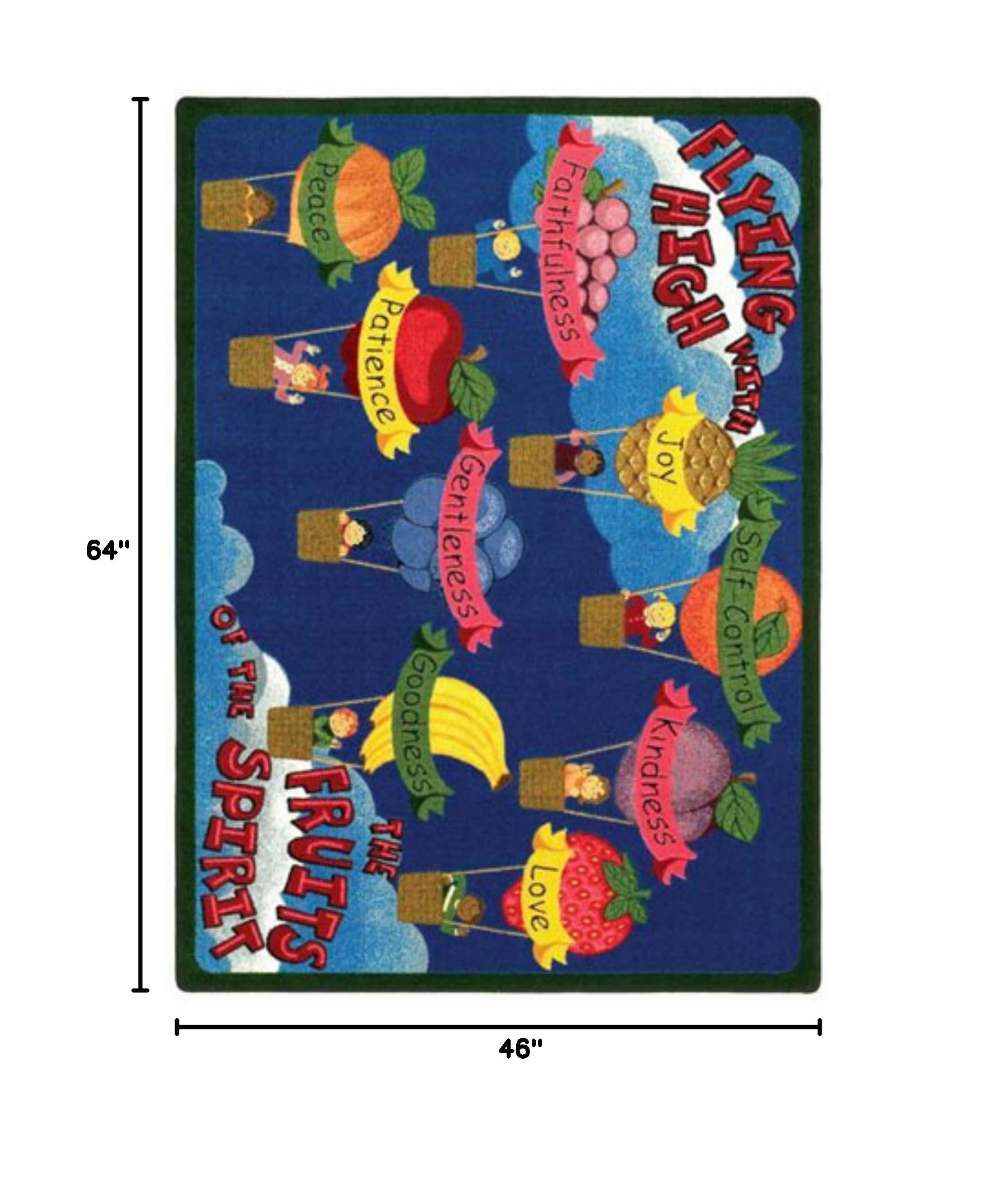 Joy Carpets Kid Essentials Inspirational Fruits of The Spirit Area Rug - Multicolor 3'10