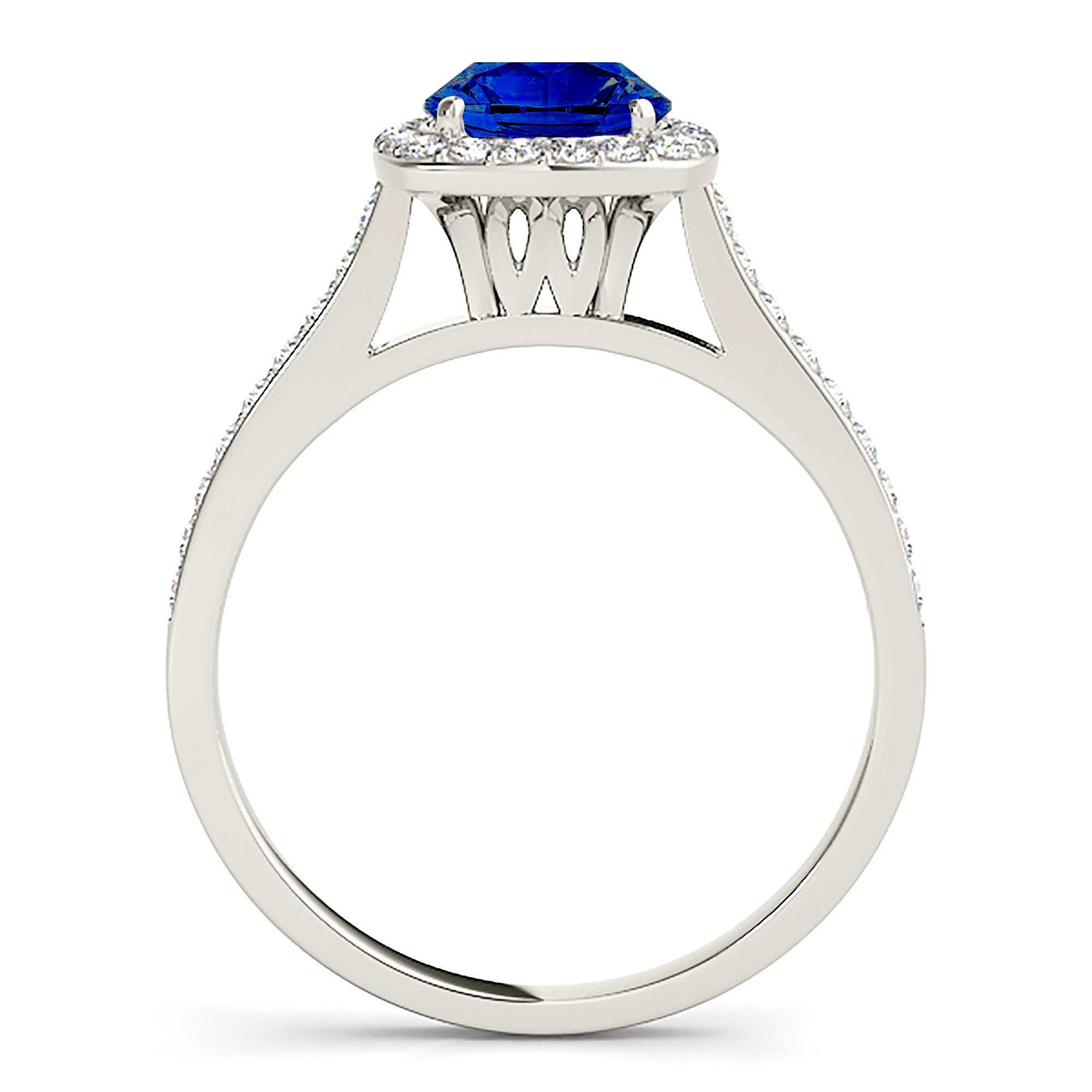 1.45 Carat Genuine Blue Sapphire Halo Engagement Ring with Diamond Accents - Perfect for Weddings, Anniversaries & Special Occasions