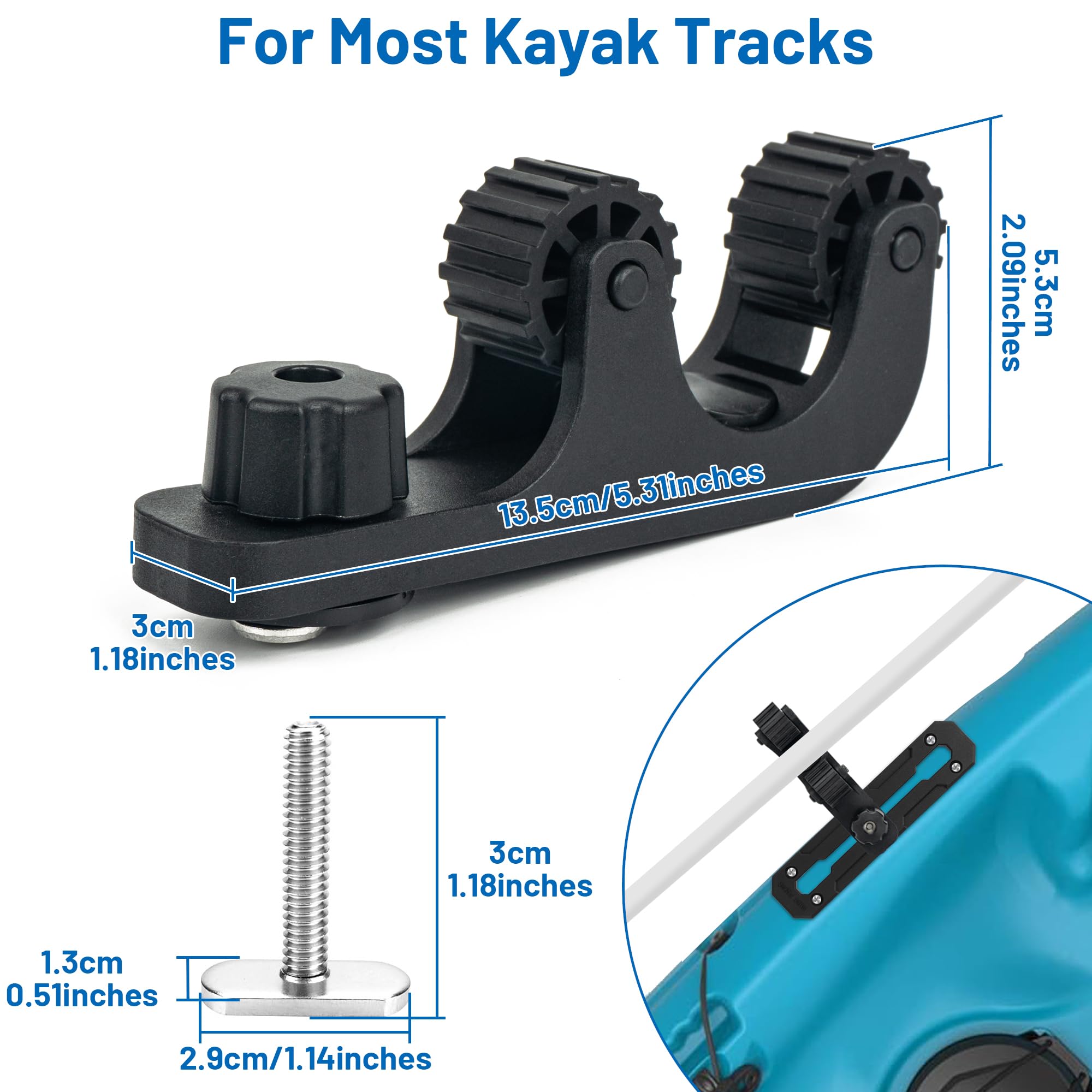 **Kayak Paddle Holder - 2 Pack Black Kayak Track Mount Accessories for Kayaking & Fishing - Space-Saving Canoe & Kayak Storage Solution for Easy Paddle Management**