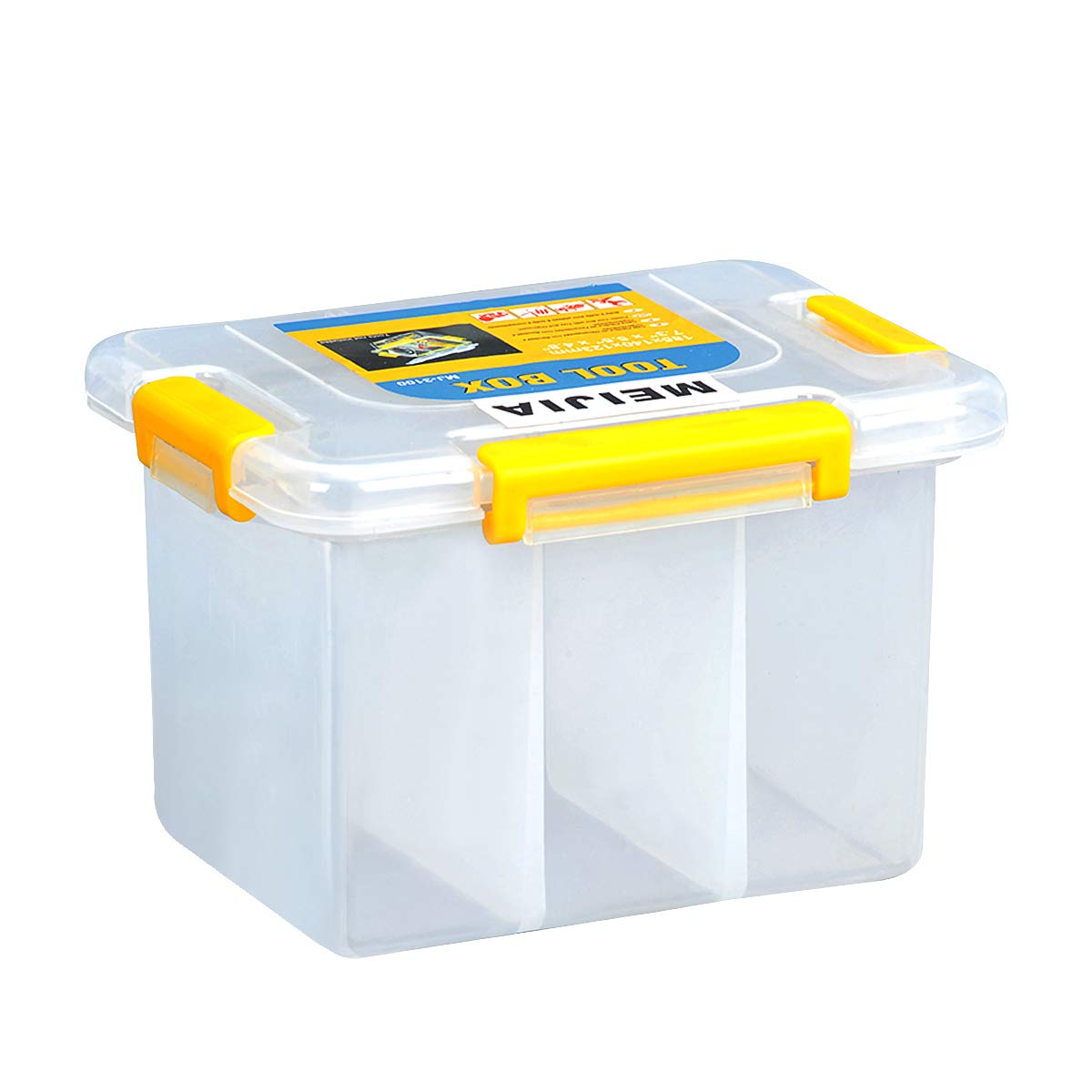 MEIJIA Plastic Tool Organizer Box with Removable Dividers - 7.5 Inch Storage Container for Workshop, Garage & Craft Supplies | Durable Toolbox for Screws, Nails & Small Parts Organization
