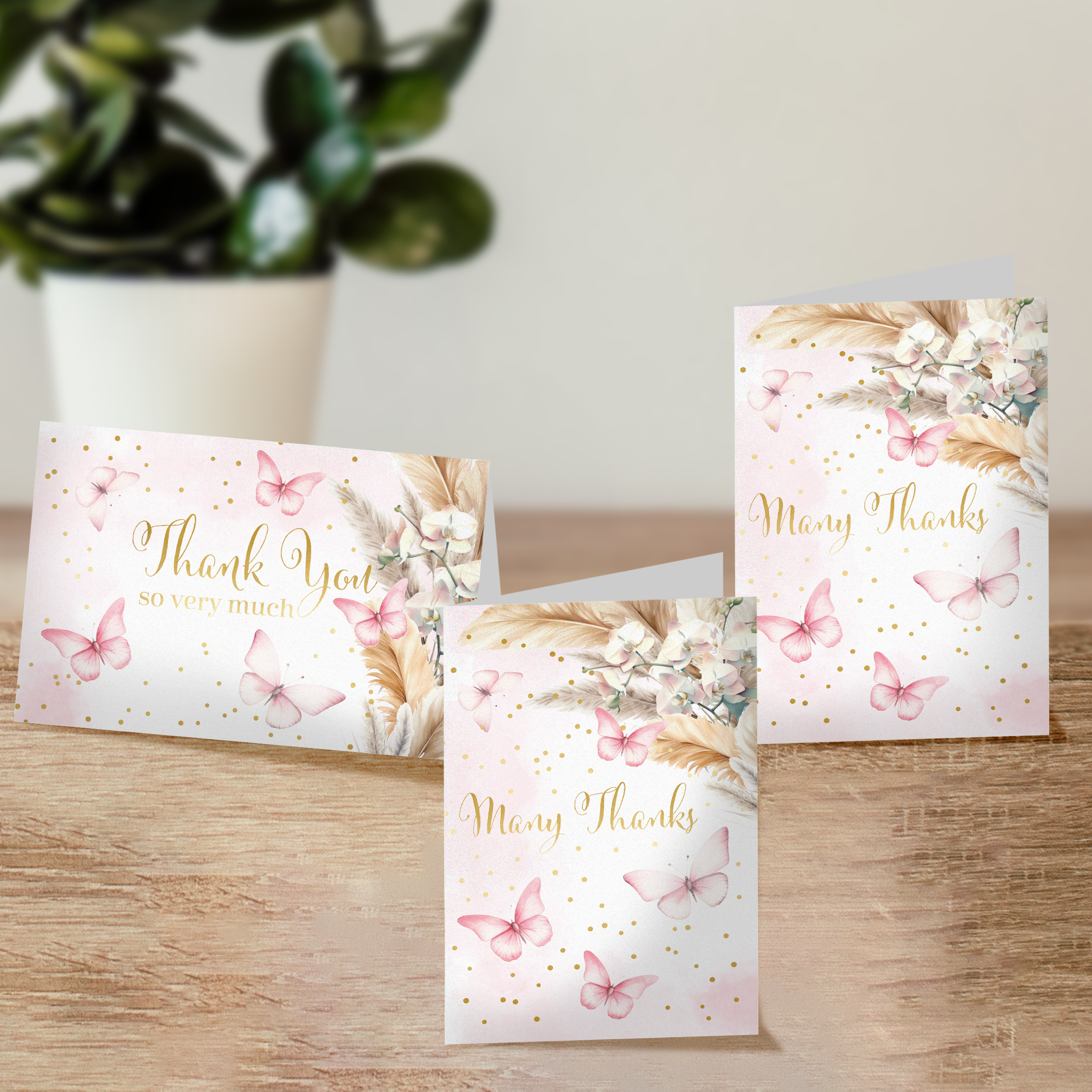 Butterfly Thank You Cards with Envelopes - Elegant Floral Greeting Cards for Weddings, Baby Showers & Appreciation Gifts - Set of 20 Blank Note Cards
