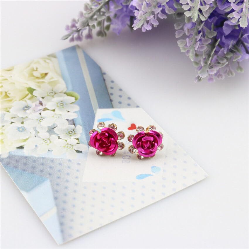 Elegant Rose Flower Stud Earrings for Women - Rose Red Charm Jewelry | Perfect for Valentine's Day Gifts, Anniversary Presents & Everyday Wear