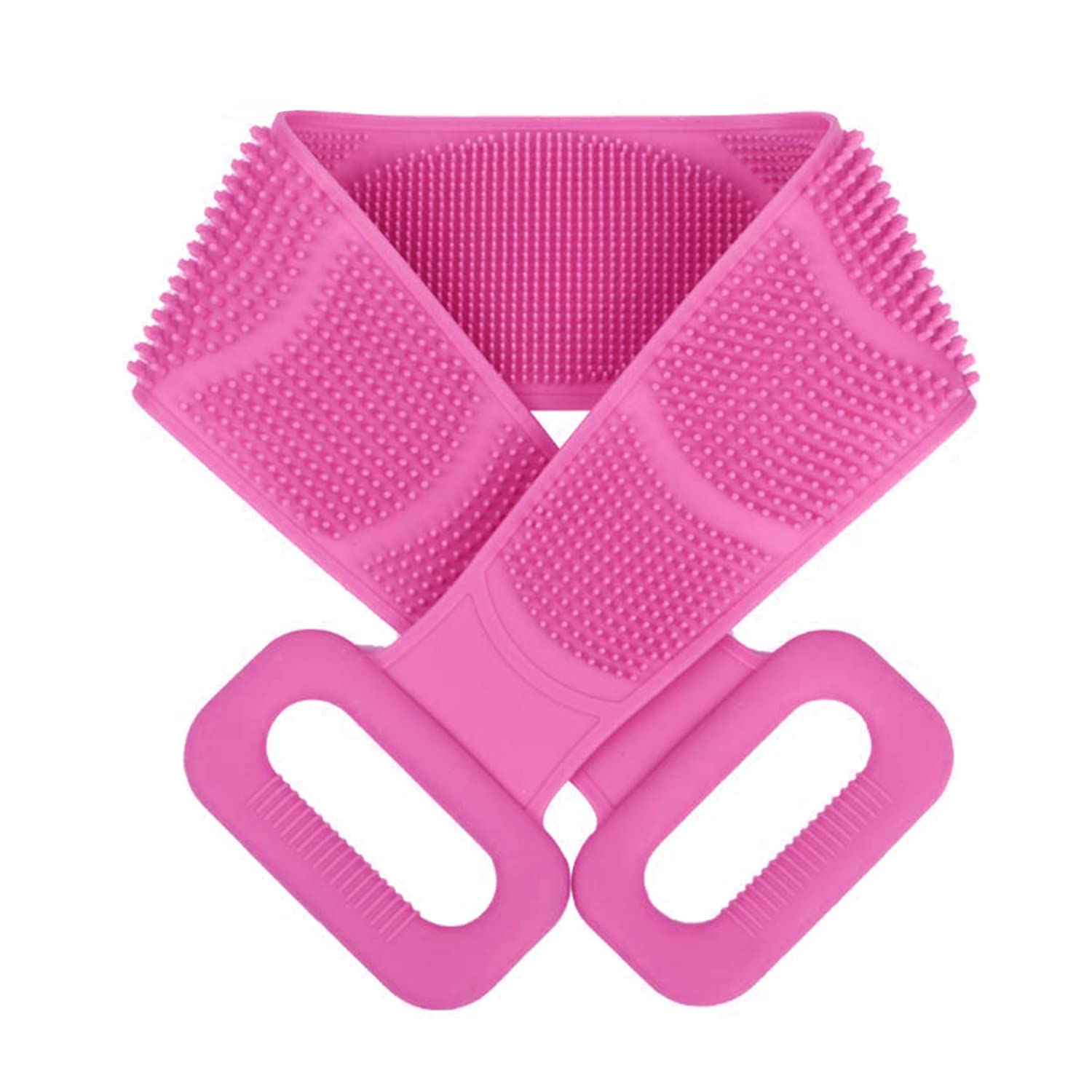 Aabhir TRADERS Silicone Bath Back Scrubber Belt with Handle - Exfoliating Shower Brush for Women & Men - Double Sided Skin Cleansing Scrubber (Purple) - Perfect for Deep Cleaning & Spa Experience at Home