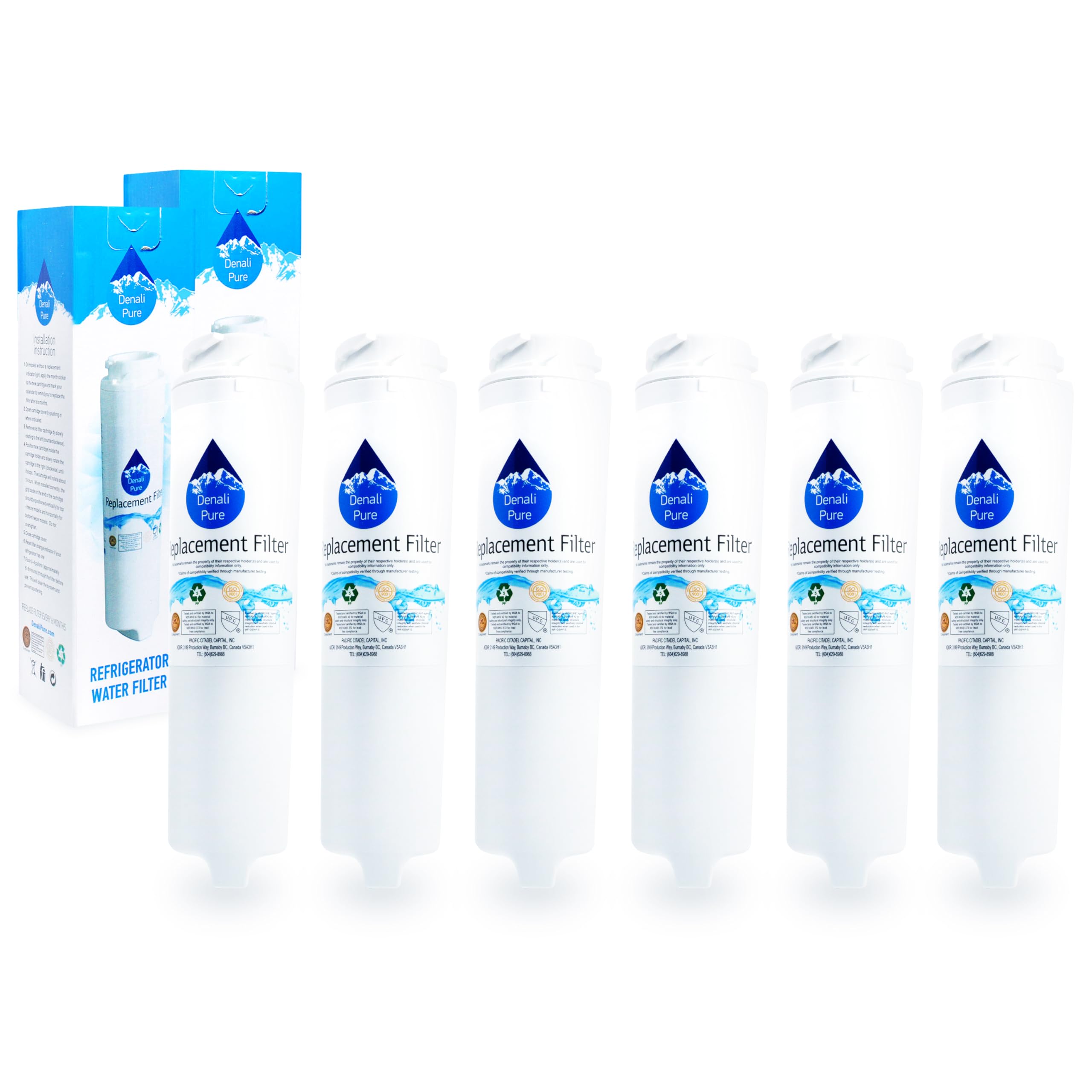 6-Pack GE Refrigerator Water Filter Replacement - Compatible with General Electric PDS22SISBLSS & GSWF Fridge Water Filters | Clean & Fresh Drinking Water for Home, Office & RV Use