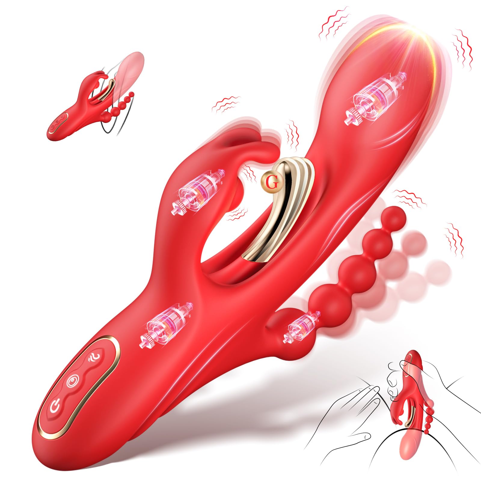 4 in 1 Rabbit Vibrator for Women - Powerful 9-Speed Clitoral & G-Spot Stimulator with Anal Beads & Pen Vibrator | Adult Sex Toy for Couples & Solo Play | Perfect for Sensual Massage, Foreplay & Intimate Moments
