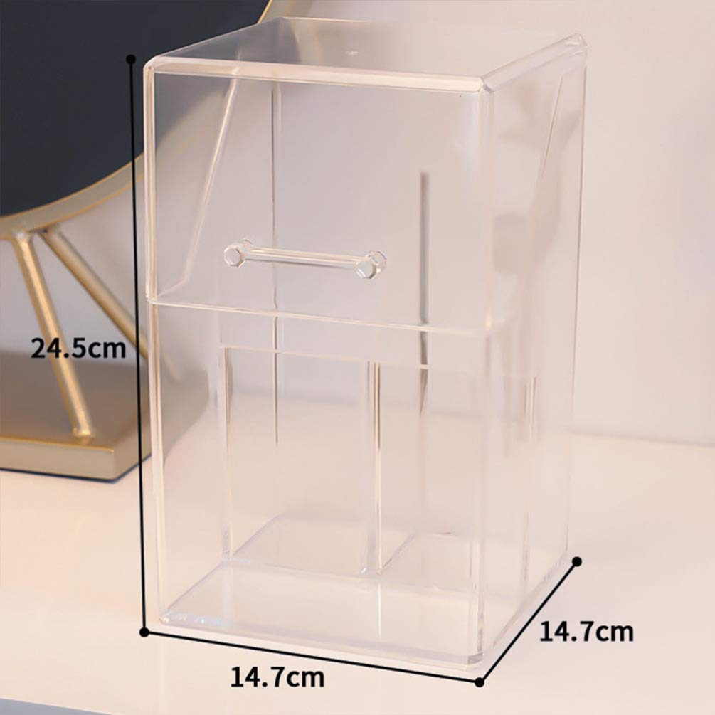 DOITOOL 1 Set Clear Acrylic Desktop Organizer - Flip Storage Box, Desk Drawer Organizer, Pencil Holder, Mini Brush & Kitchen Utensil Holder - Perfect for Office, School, Makeup & Craft Organization (Dropshipping Friendly)