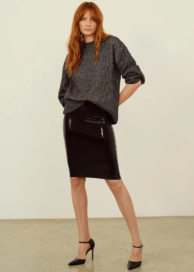 Sexy Latex Skirt for Women - High Gloss Black Faux Leather Pencil Skirt | Perfect for Night Out, Club Wear, Cosplay & Fetish Fashion
