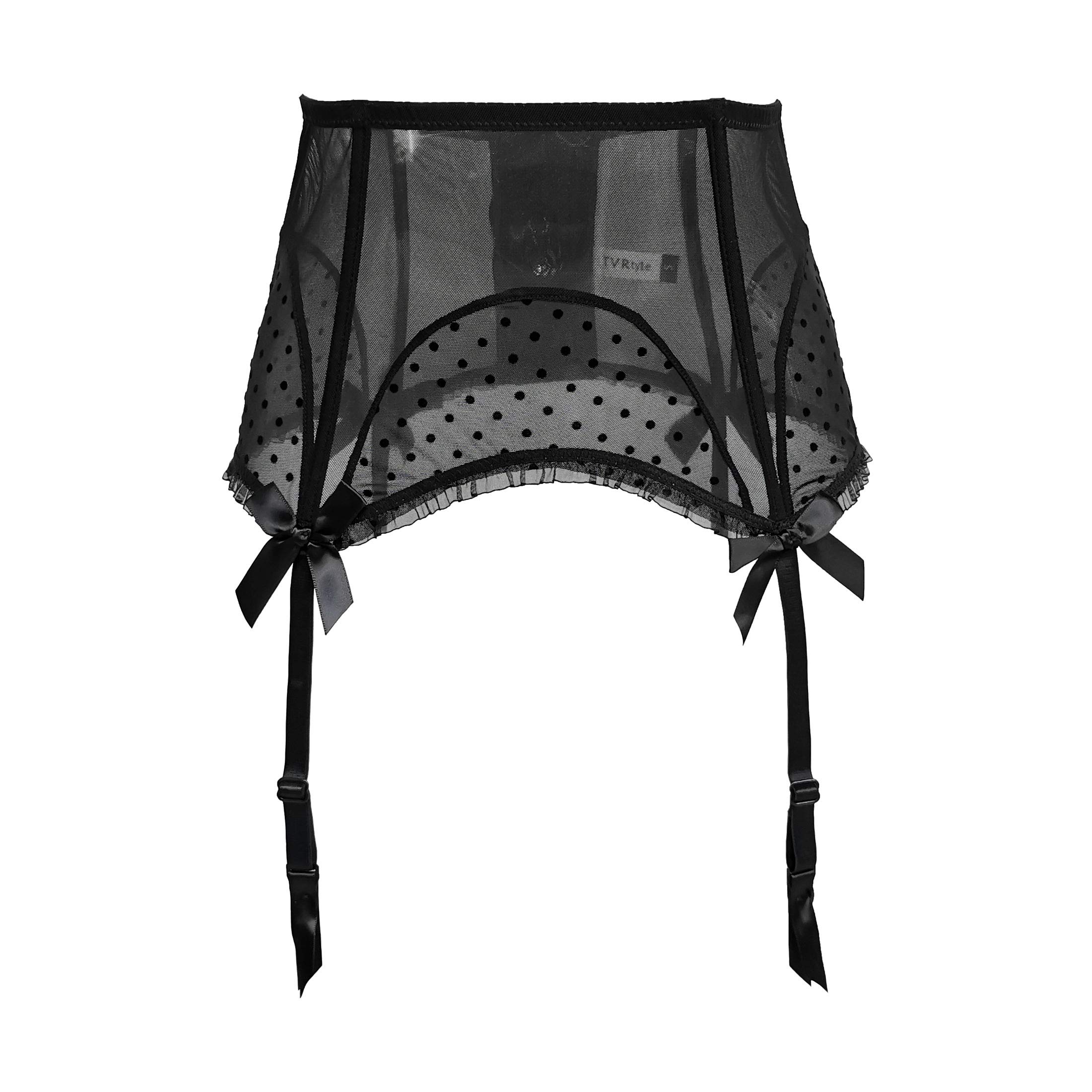 TVRtyle Women's Black Fishbone Metal Clip Garter Belt for Stockings - Sexy Lingerie Accessory for Bridal, Boudoir & Special Occasions