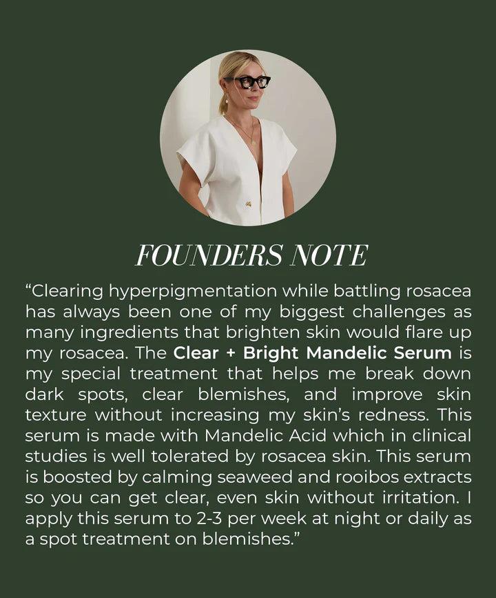 Clear + Bright Mandelic Acid Serum Drops for Acne & Hyperpigmentation - Brightening Facial Treatment for Glowing Skin | Perfect for Nighttime Skincare Routine